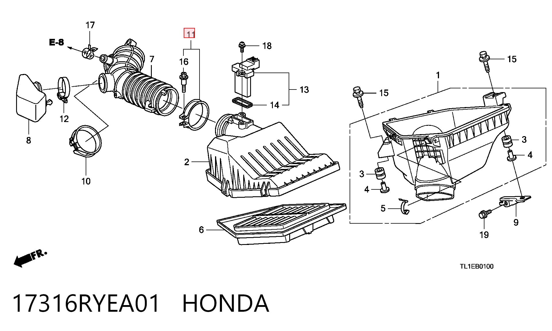 17316RYEA01 Honda