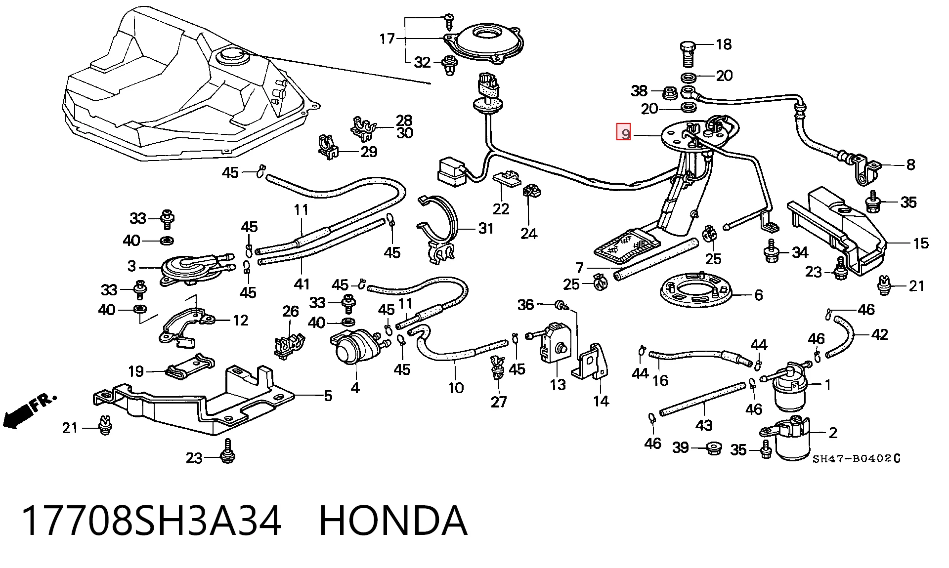 Módulo de bomba de combustível com sensor do nível de combustível Honda Civic IV ED, EF