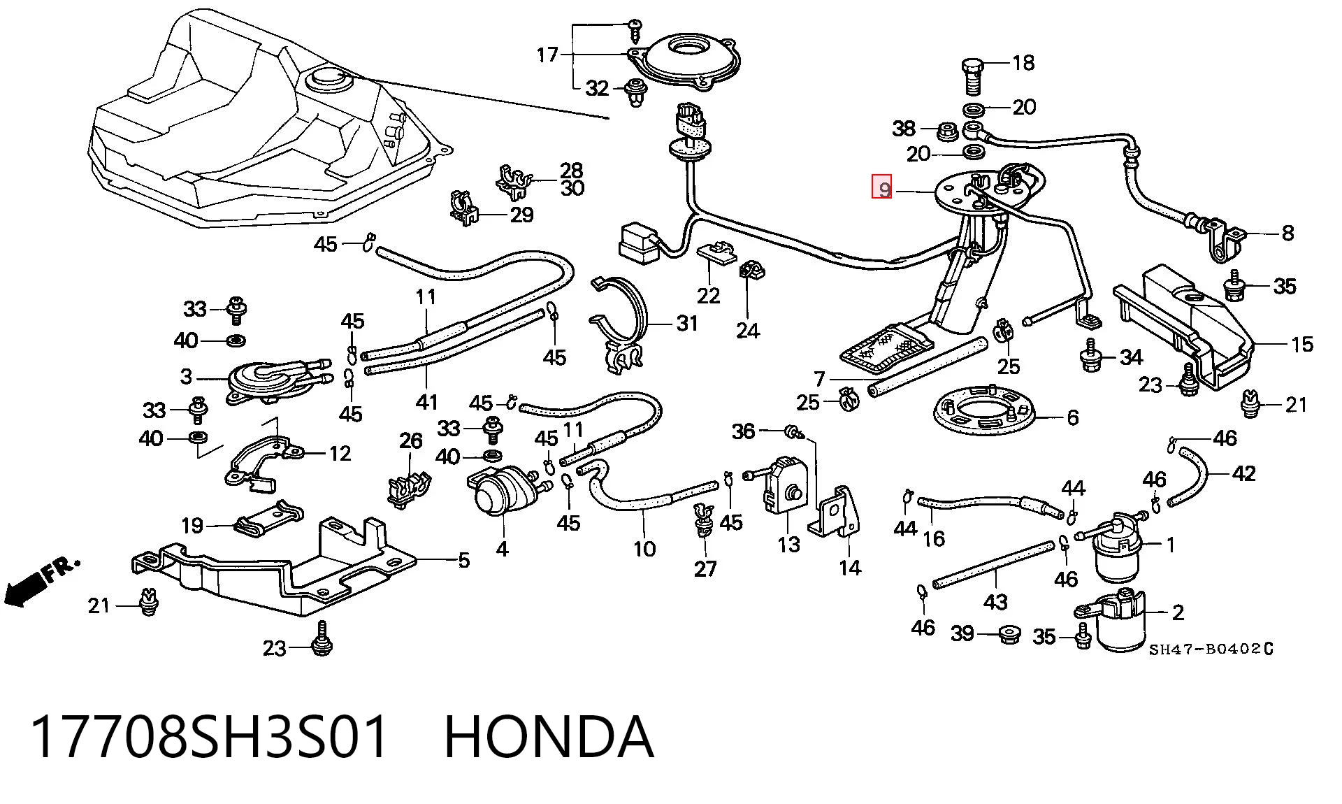  Módulo de bomba de combustível com sensor do nível de combustível Honda Civic IV sedan (ED, EF) (1987 - 1993) IV