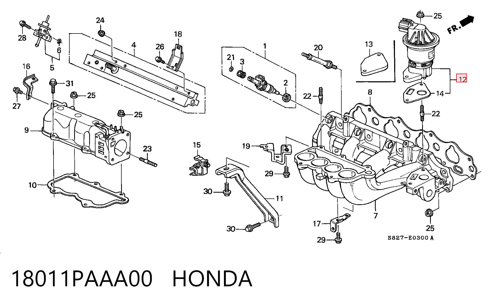18011PAAA00 Honda Válvula EGR de recirculação dos gases