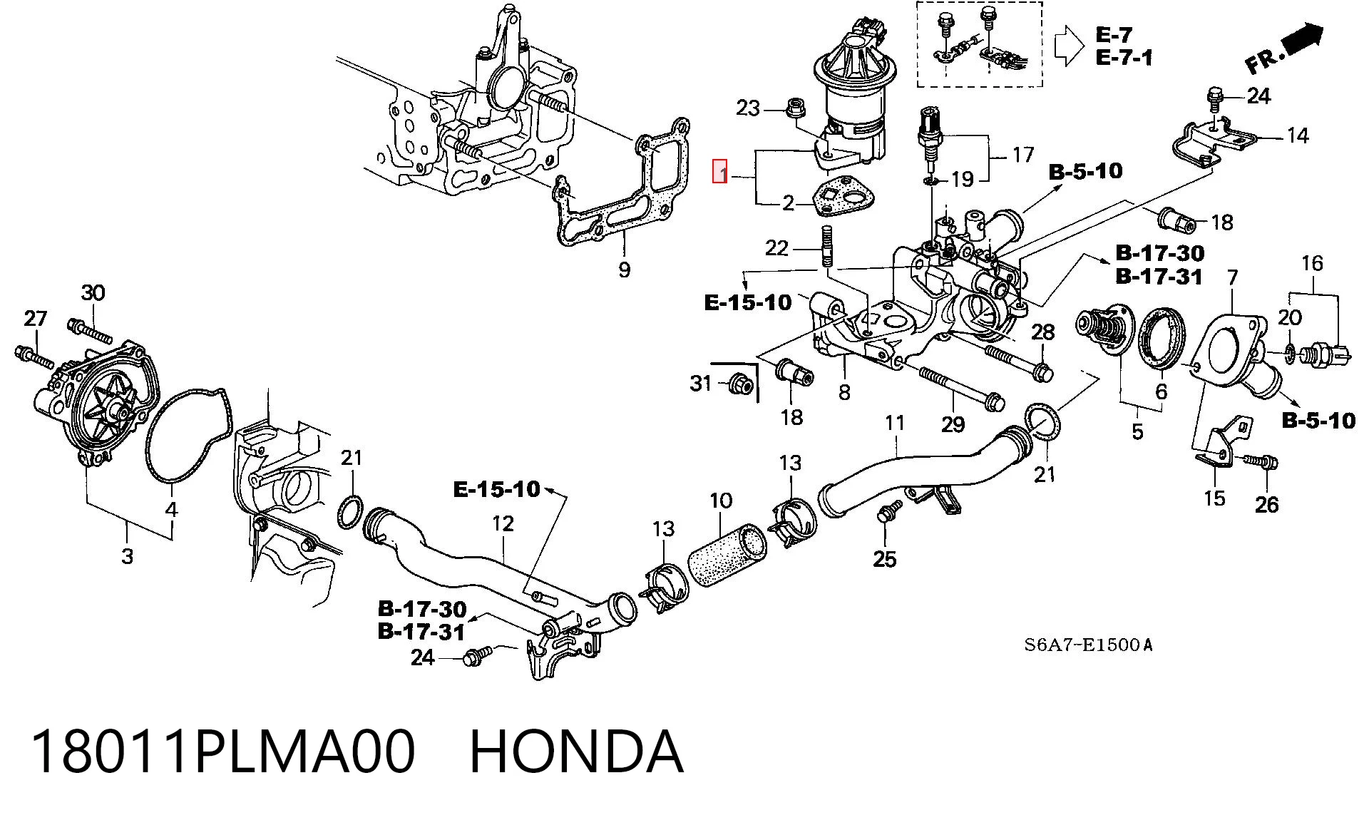 18011PLMA00 Honda Válvula EGR de recirculação dos gases