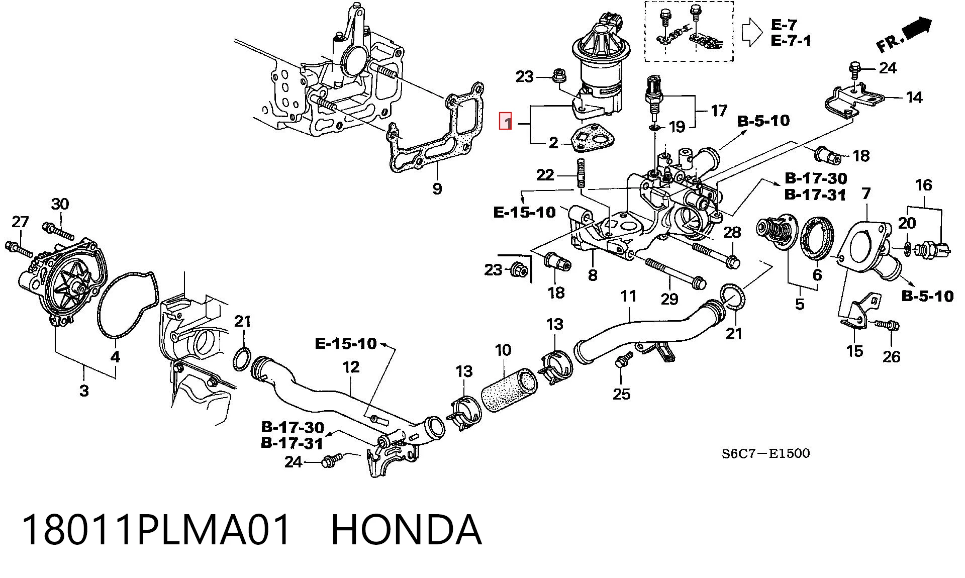 18011PLMA01 Honda Válvula EGR de recirculação dos gases