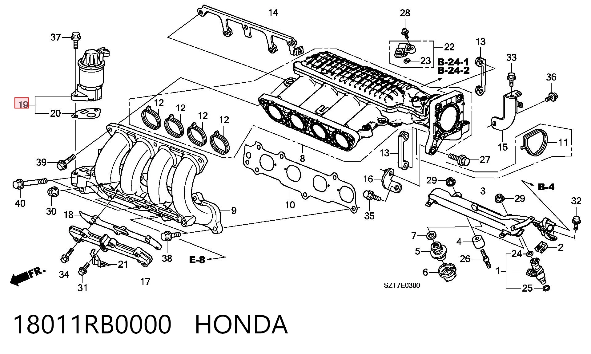 18011RB0000 Honda Válvula EGR de recirculação dos gases