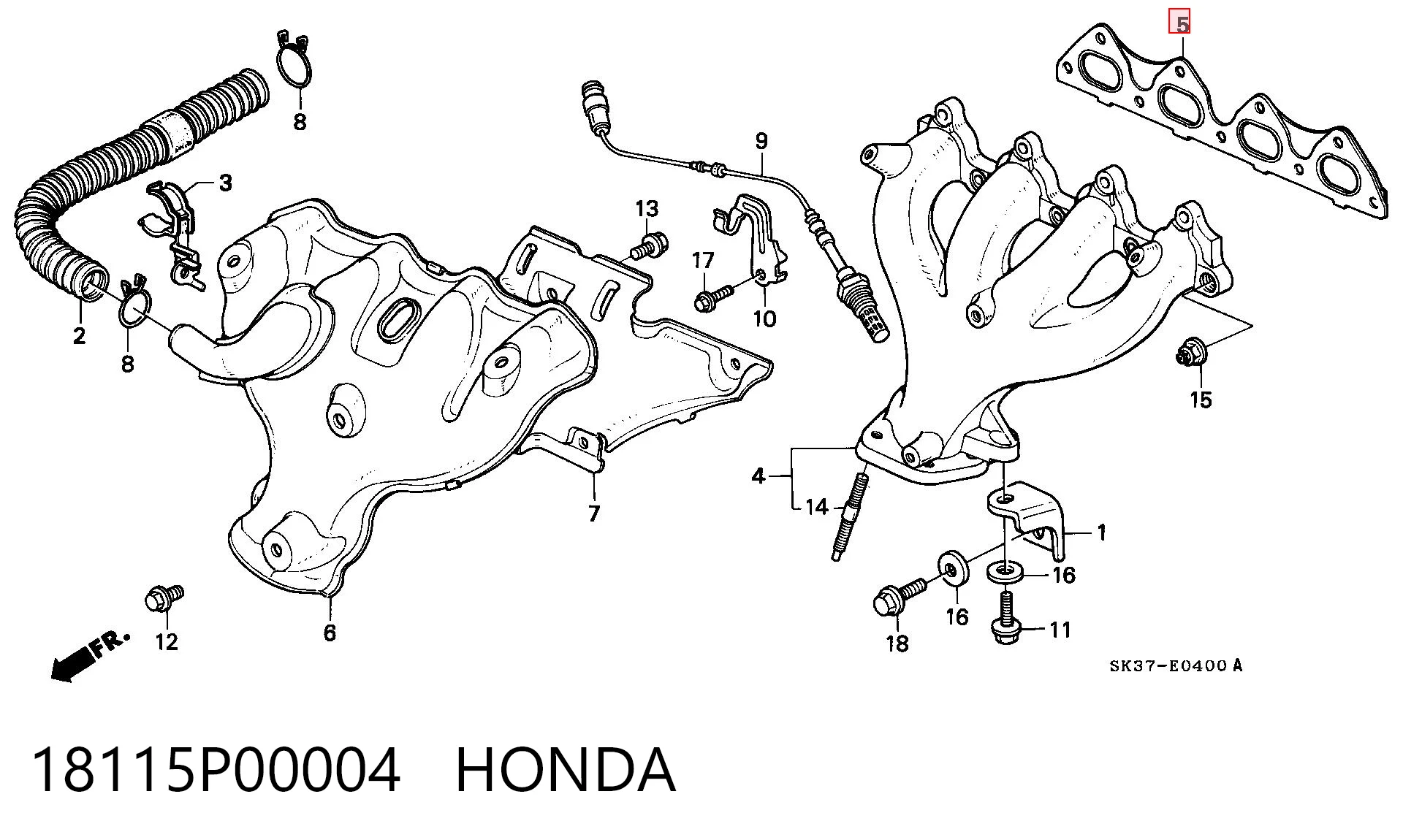Vedante de tubo coletor de escape Honda Civic V EG