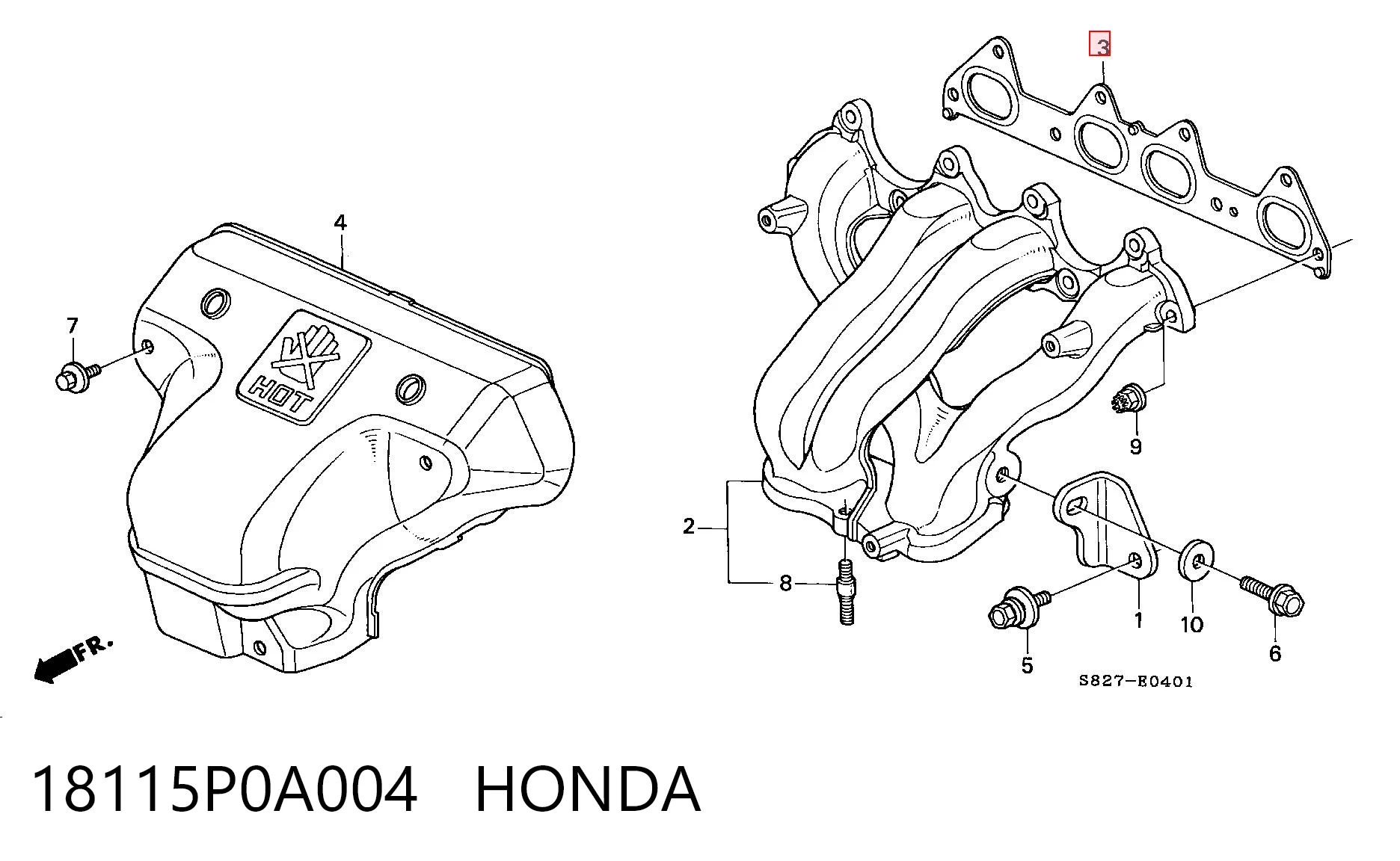 Vedante de tubo coletor de escape para Honda Accord V CE