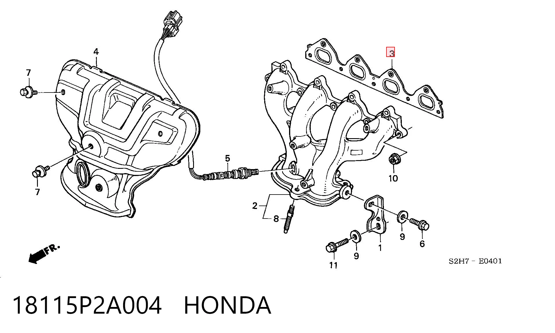 Vedante de tubo coletor de escape Honda Civic IV ED, EF