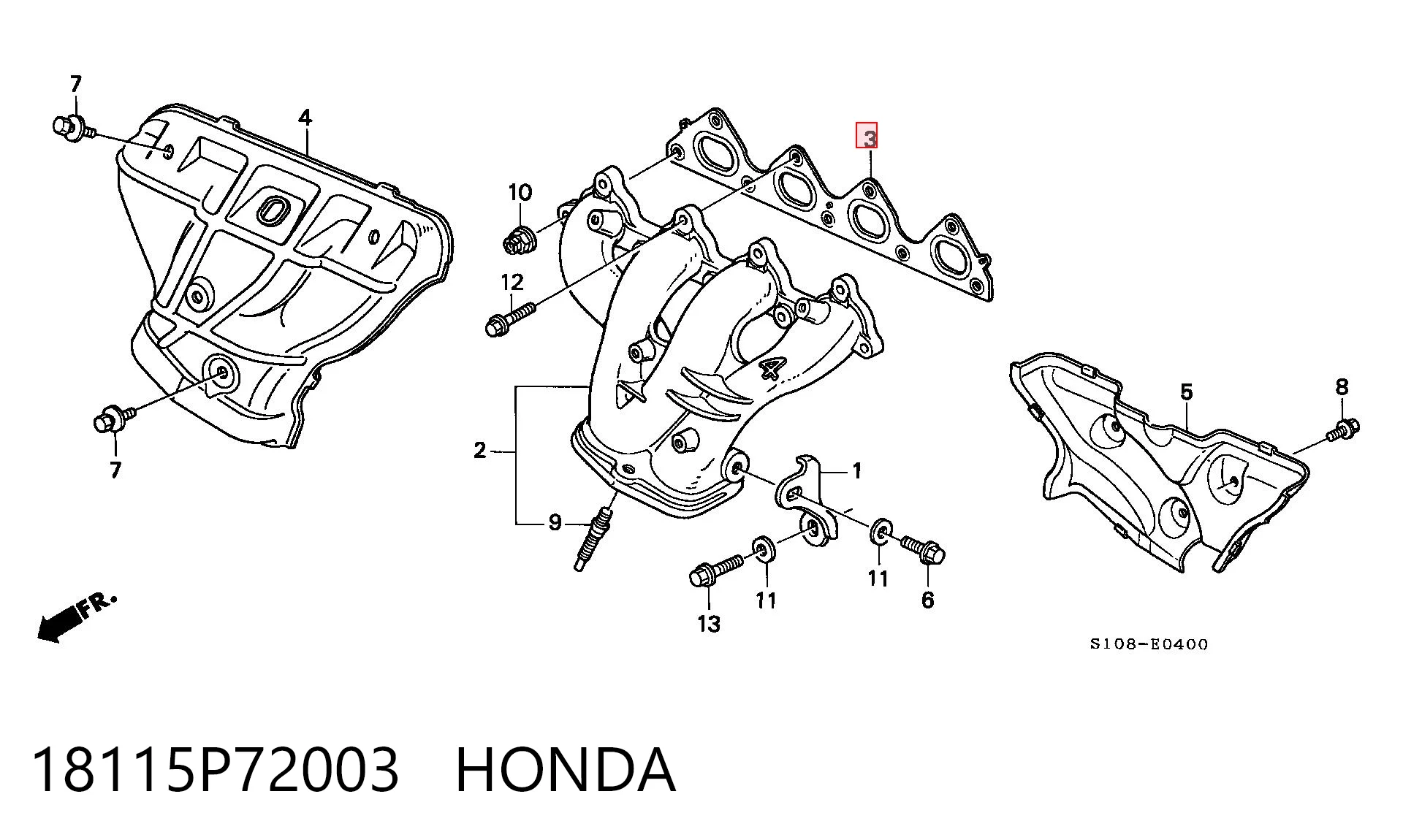 18115P72003 Honda Vedante de tubo coletor de escape