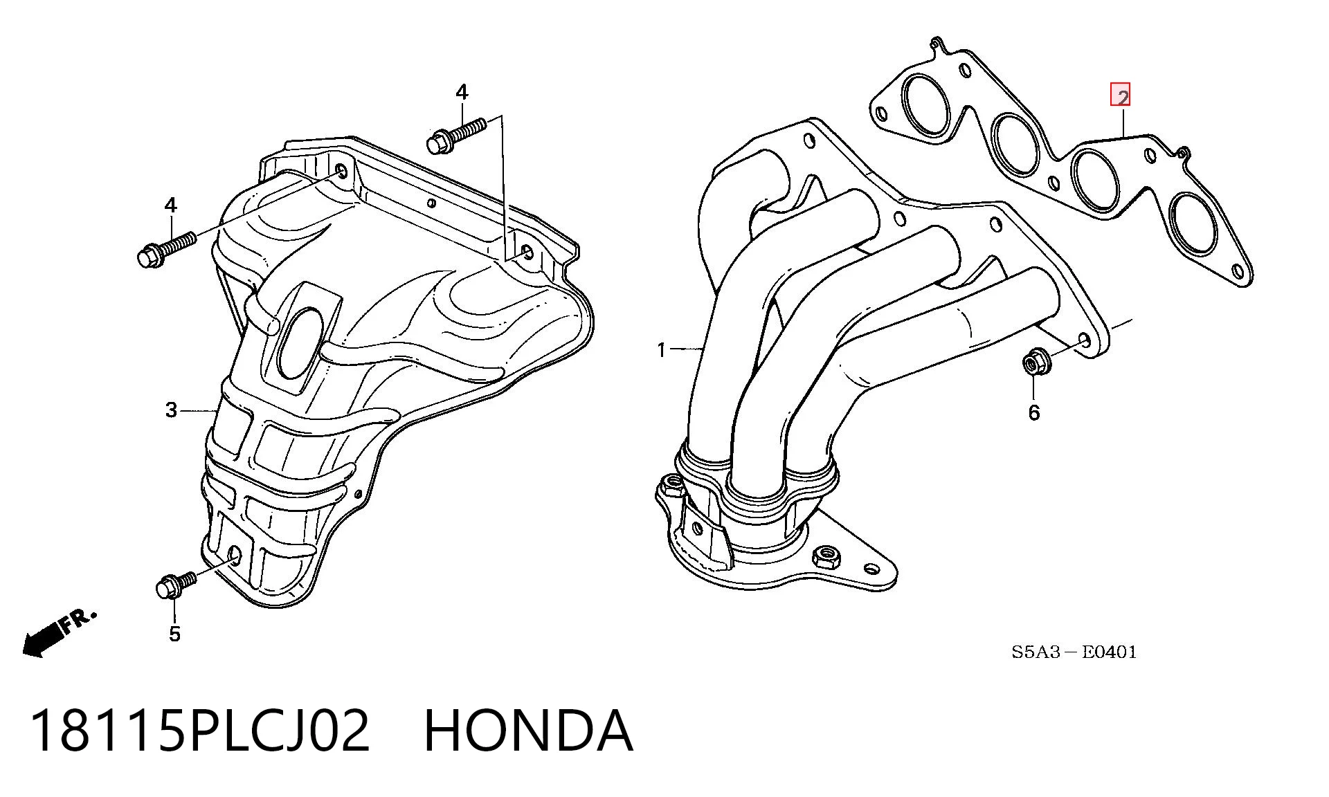 Vedante de tubo coletor de escape para Honda Civic VII ES, ET