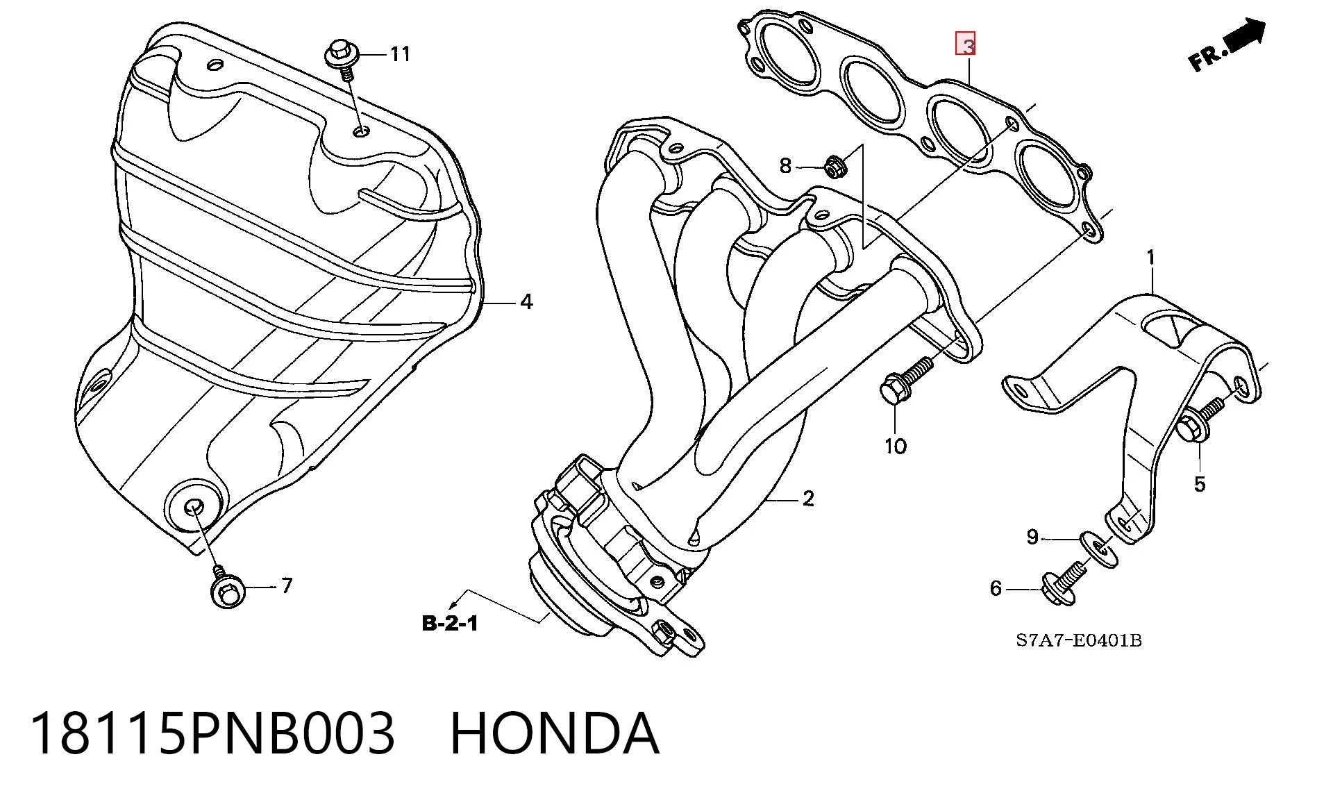 18115PNB003 Honda Vedante de tubo coletor de escape