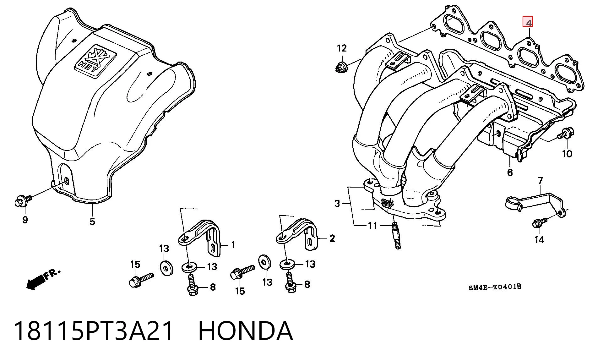  Vedante de tubo coletor de escape Honda Accord V sedan (CC7) (1993 - 1996) V