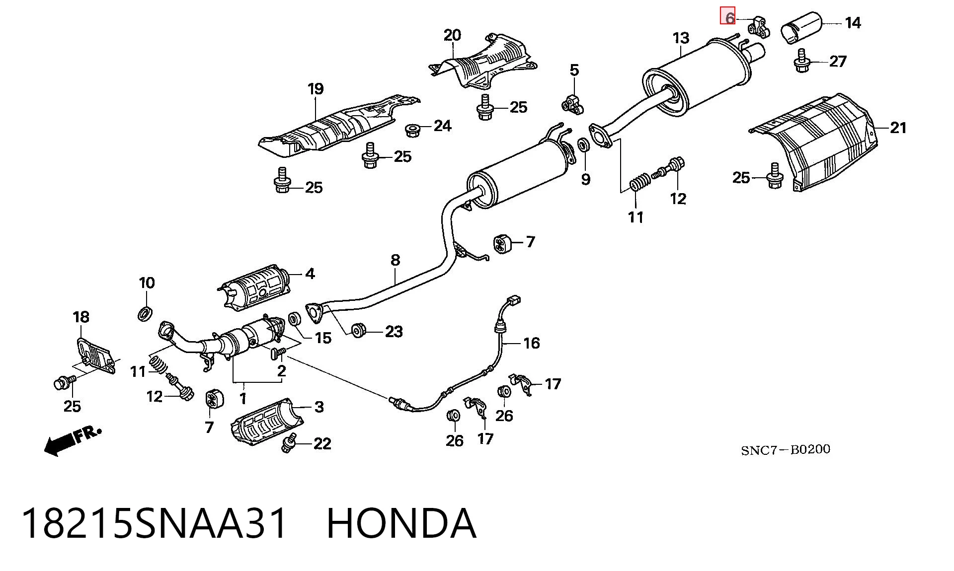 18215SNAA31 Honda Braçadeira do silenciador traseira