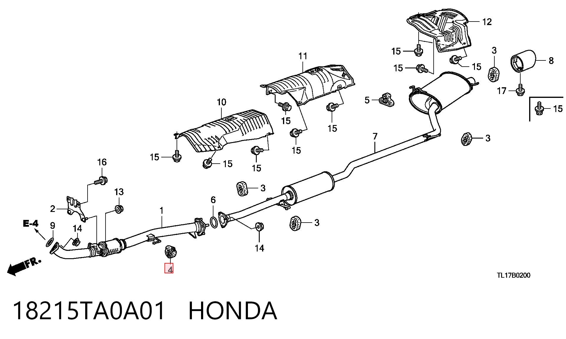 18215TA0A01 Honda Coxim de fixação do silenciador