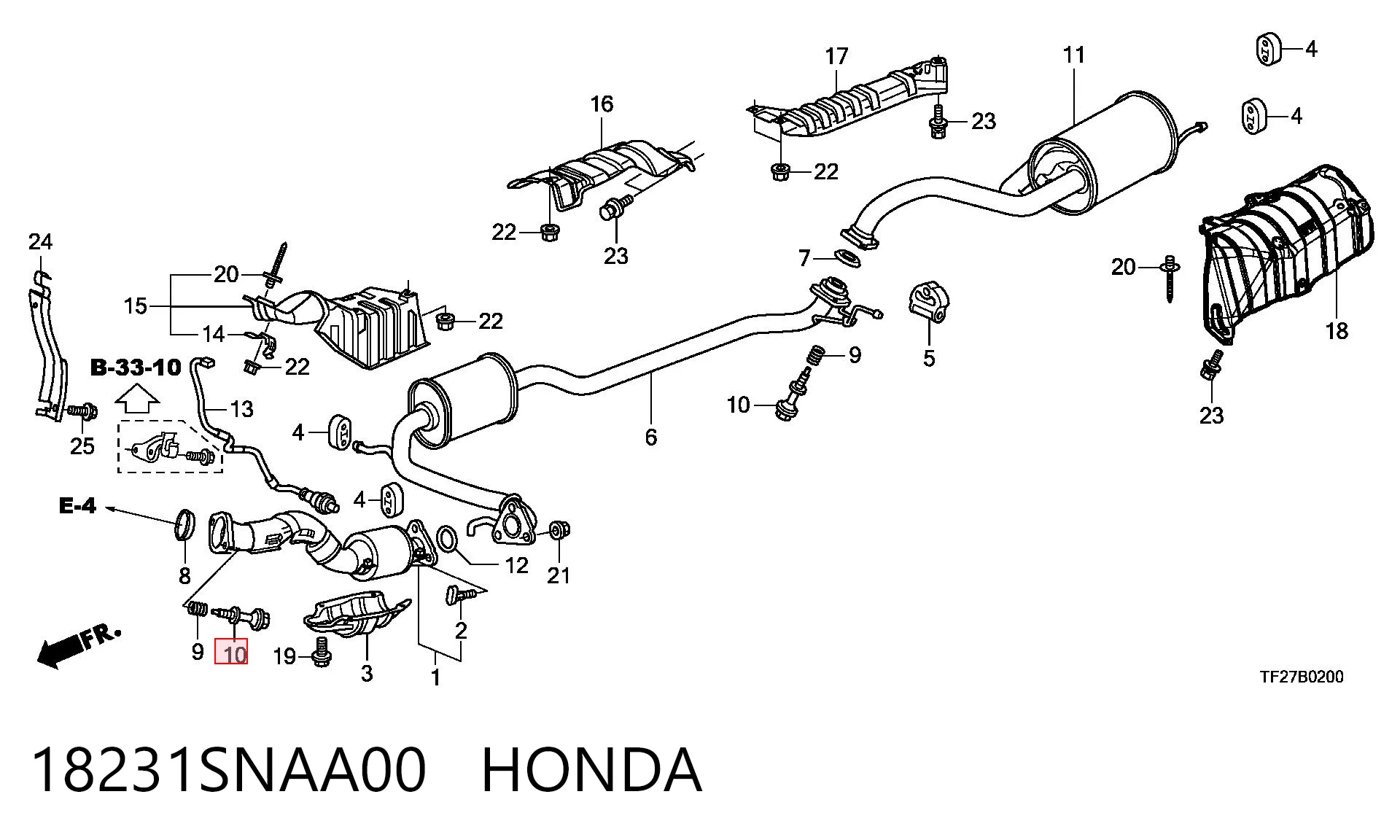 18231SNAA00 Honda Prego de tubo coletor de escape