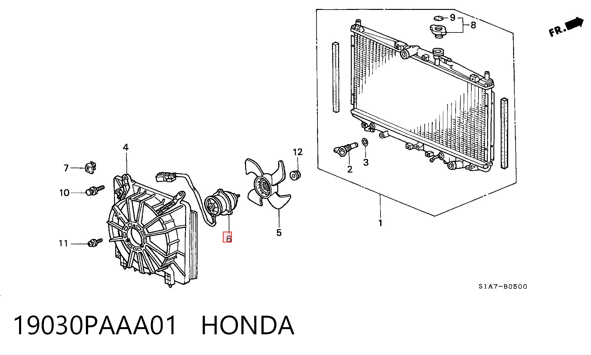 19030PAAA01 Honda Motor de ventilador do sistema de esfriamento