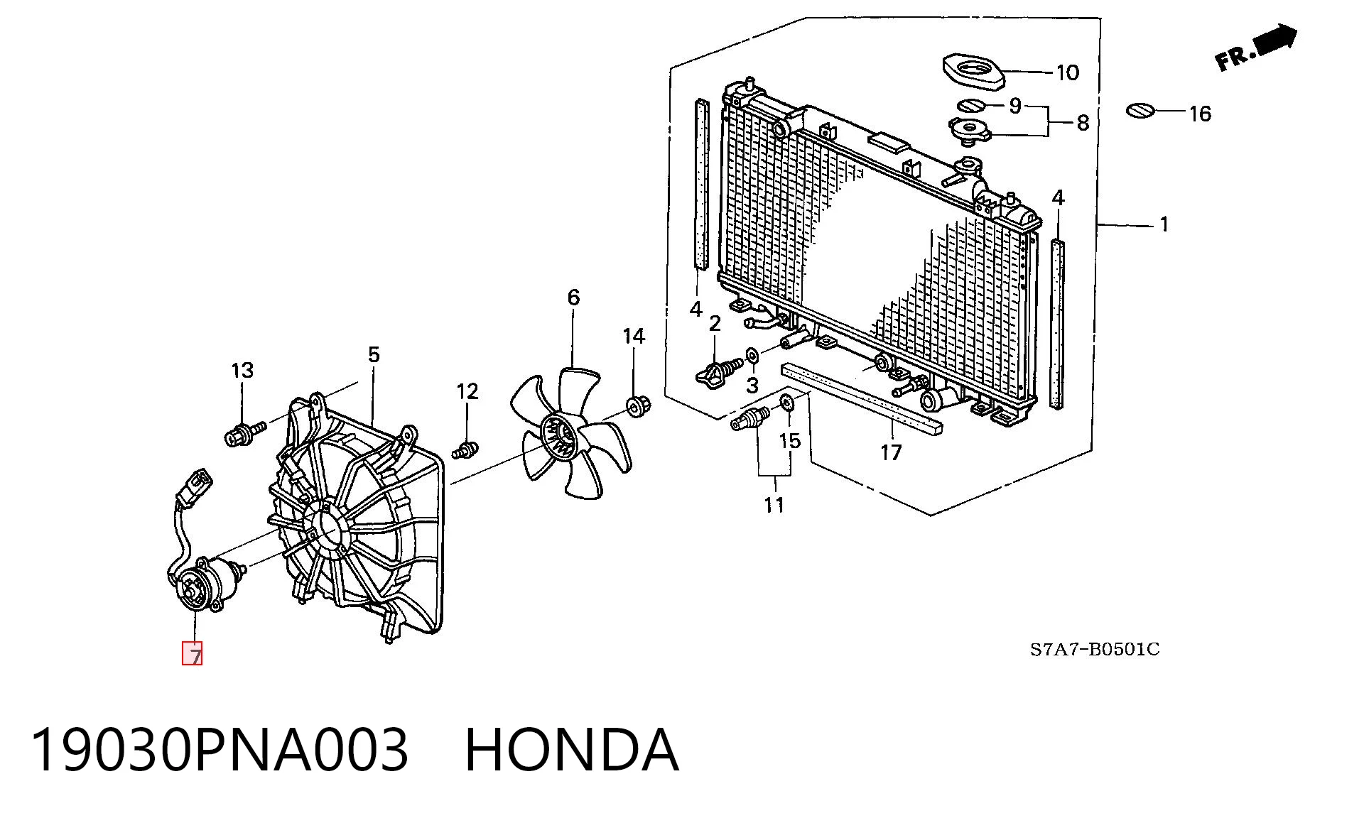 19030PNA003 Honda Motor de ventilador de aparelho de ar condicionado