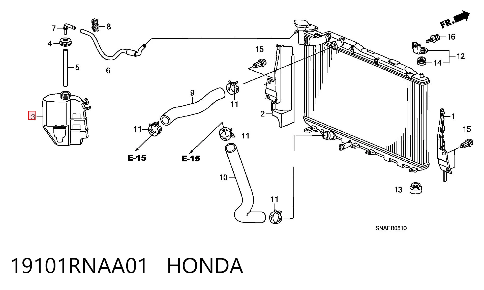  Tanque de expansão do sistema de esfriamento Honda Civic VIII sedan (FD, FA) (2005 - 2013) VIII