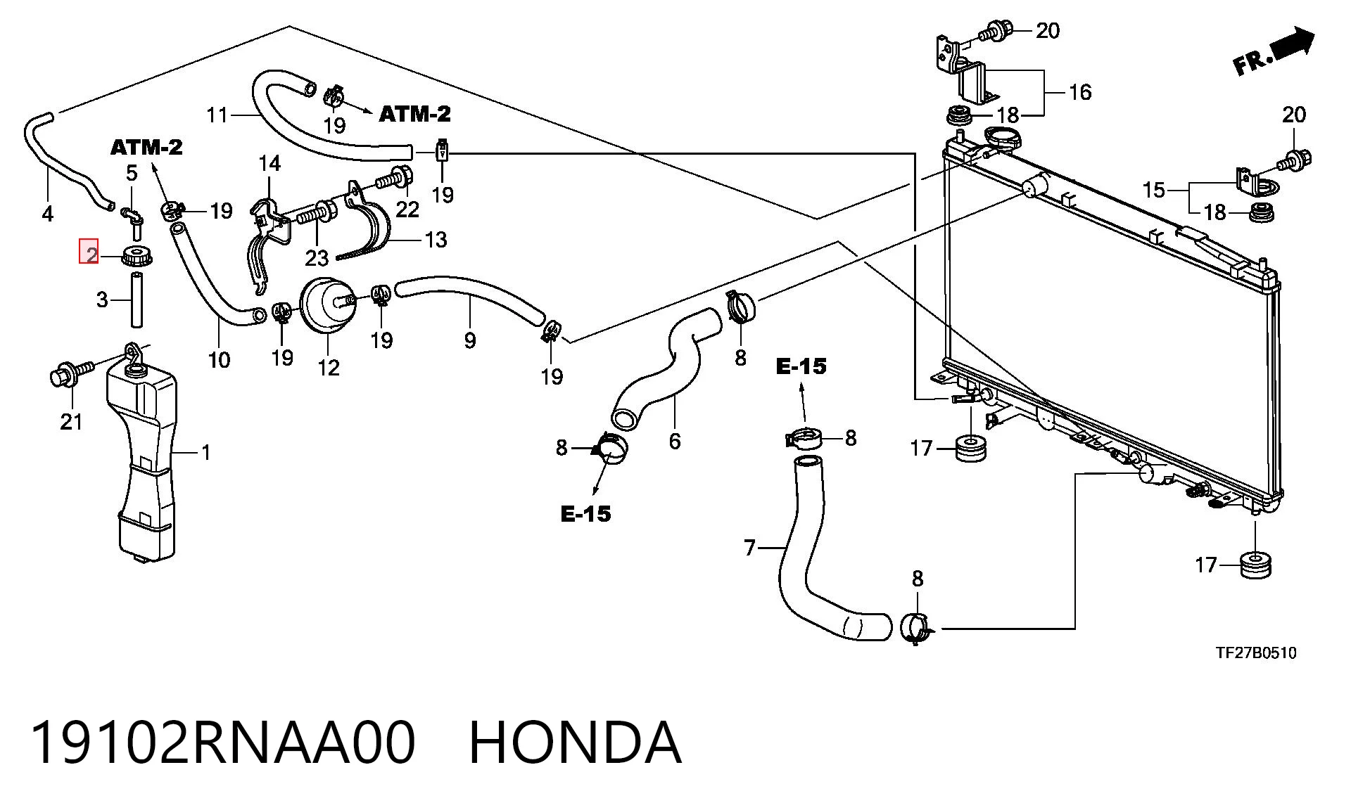 19102RNAA00 Honda Tampa (tampão) do tanque de expansão