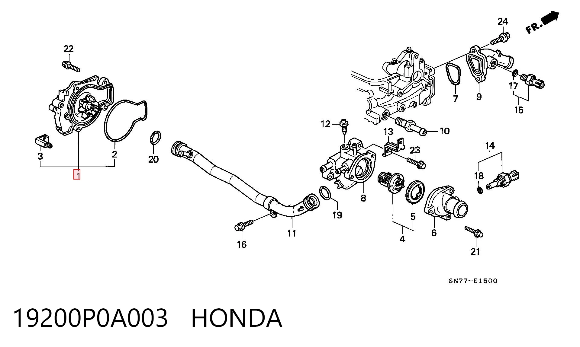 19200P0A003 Honda Bomba de água (bomba) de esfriamento