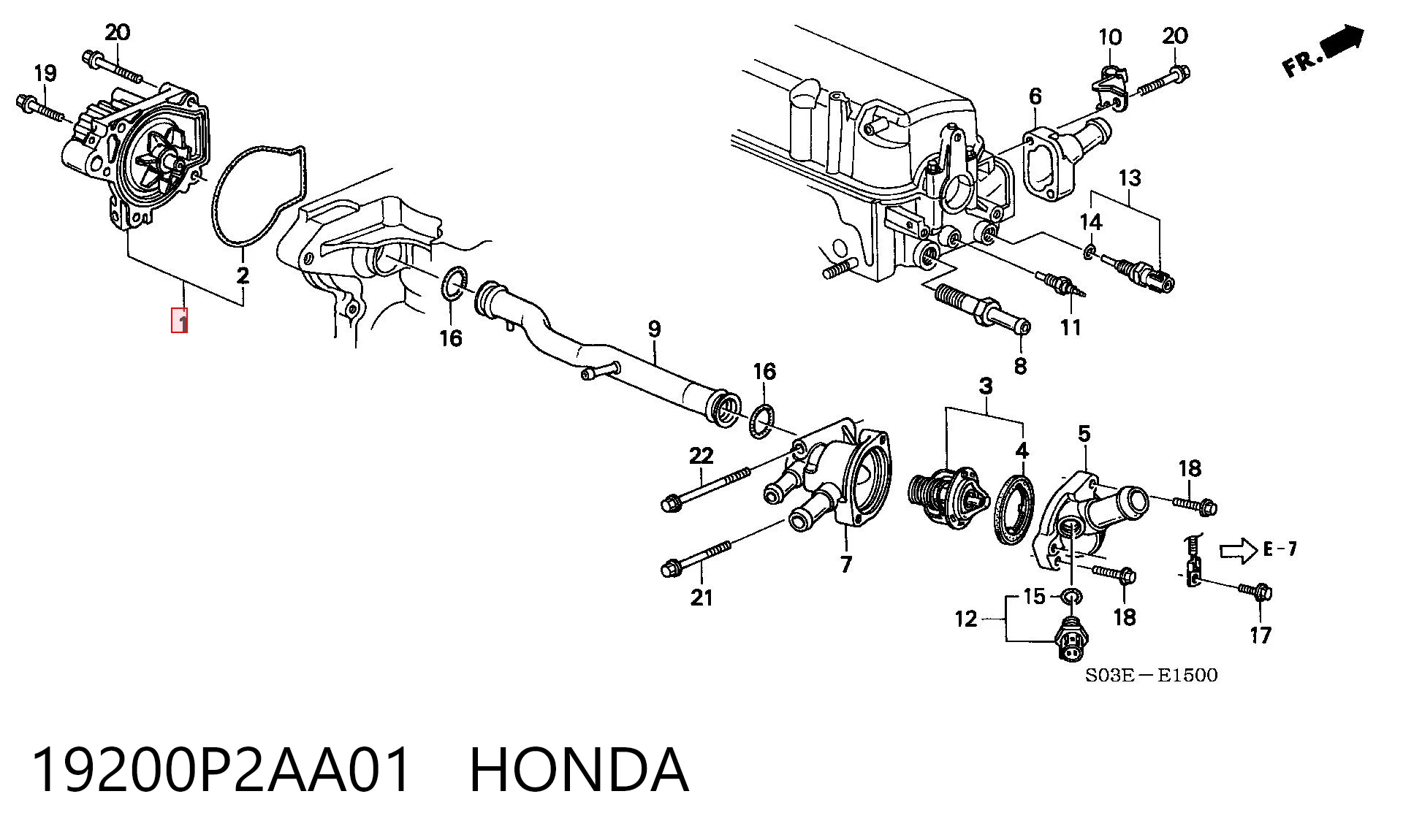 19200P2AA01 Honda Bomba de água (bomba) de esfriamento