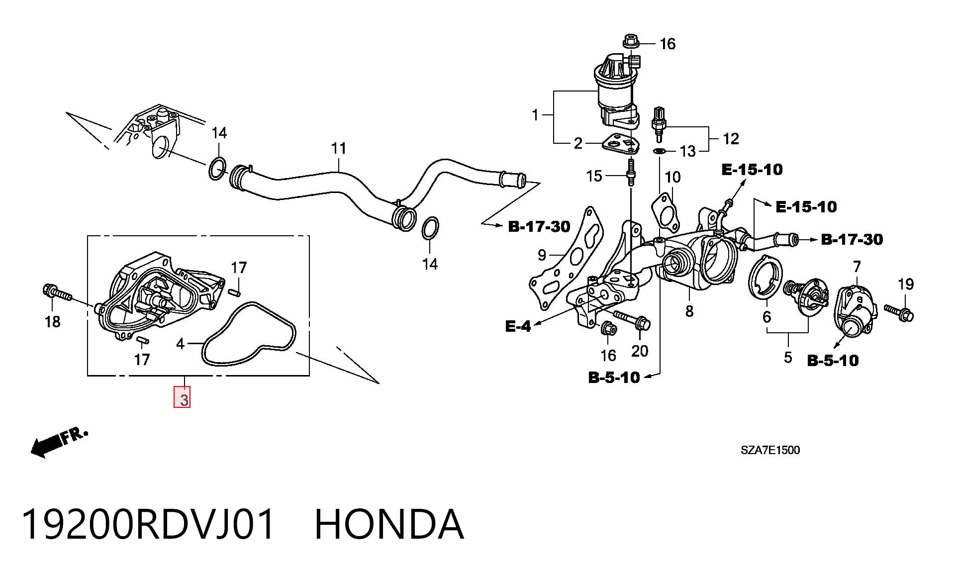 19200RDVJ01 Honda Bomba de água (bomba) de esfriamento