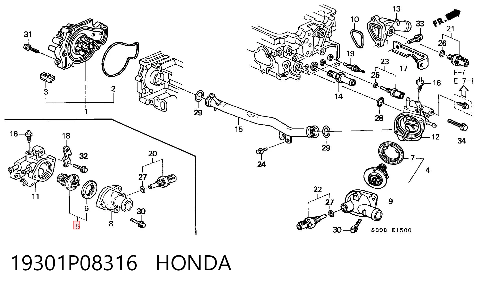 19301P08316 Honda Termostato