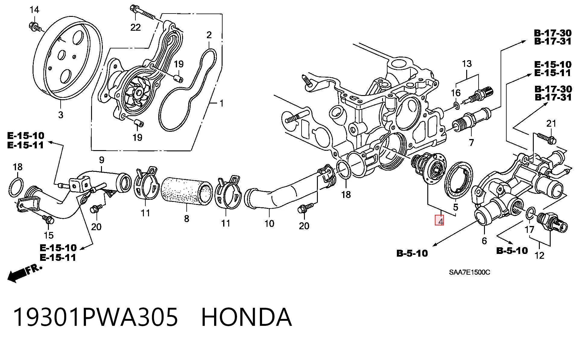 19301PWA305 Honda Termostato