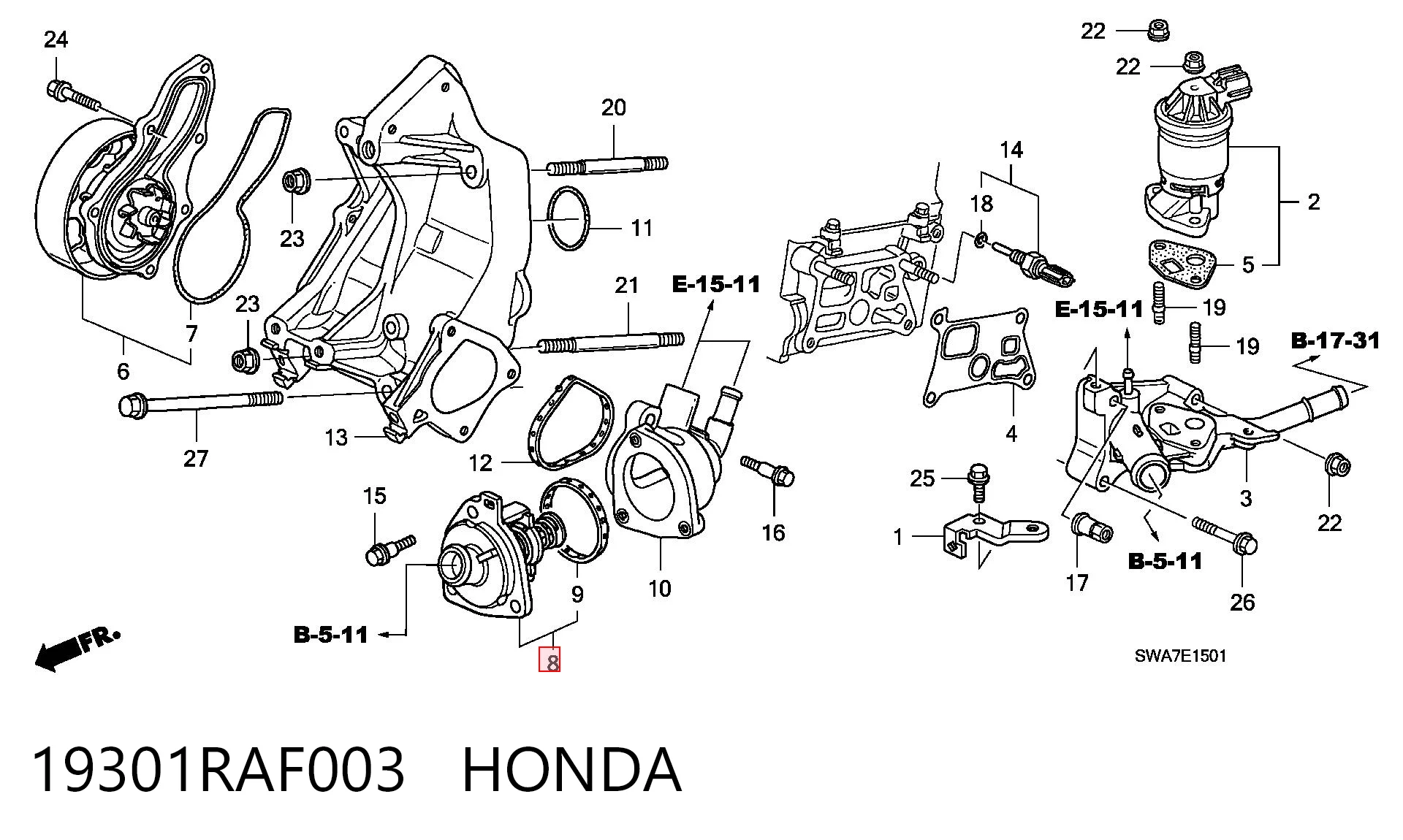 19301RAF003 Honda Termostato