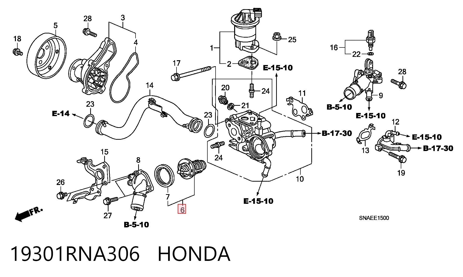 19301RNA306 Honda Termostato