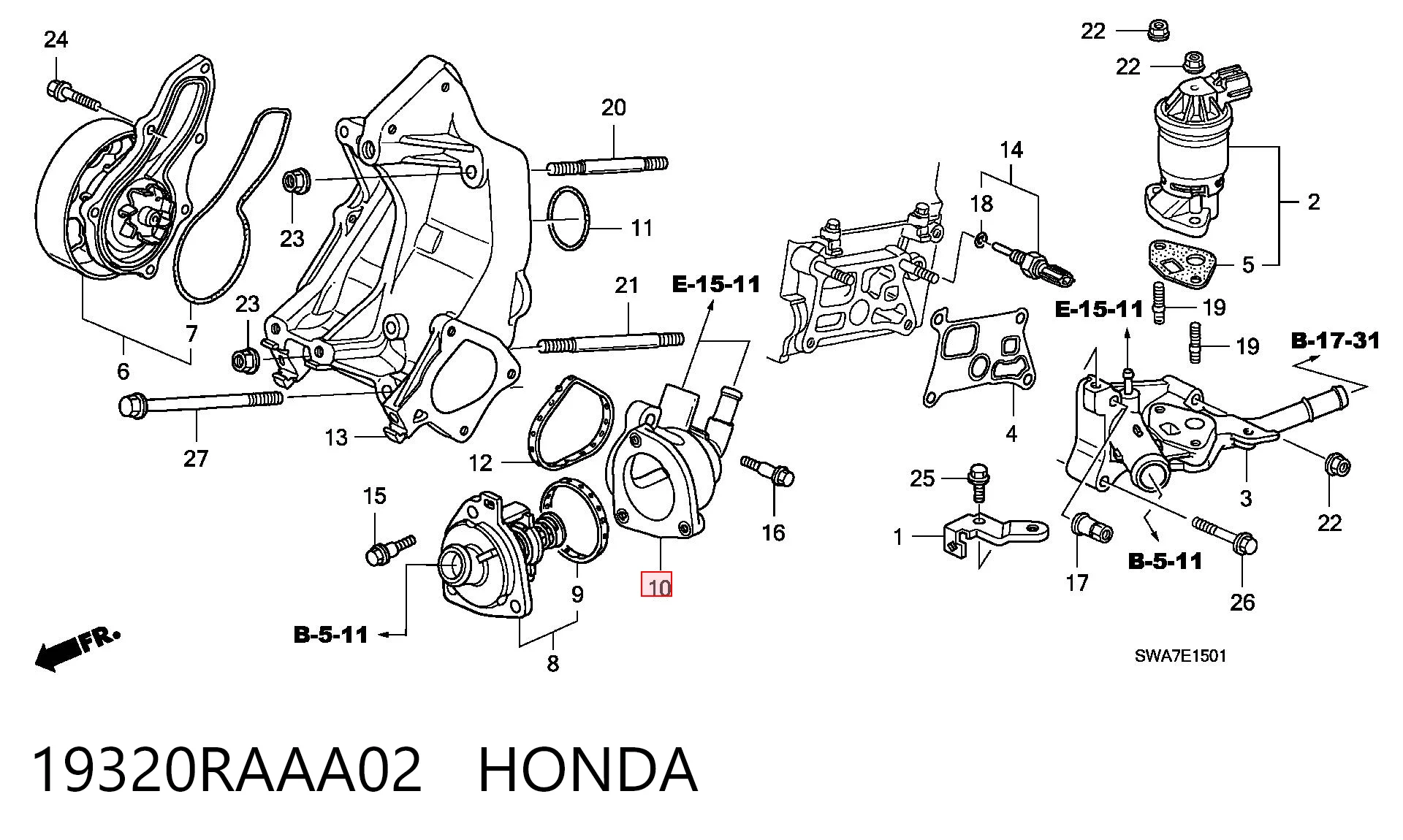 19320RAAA02 Honda Tampa do termostato