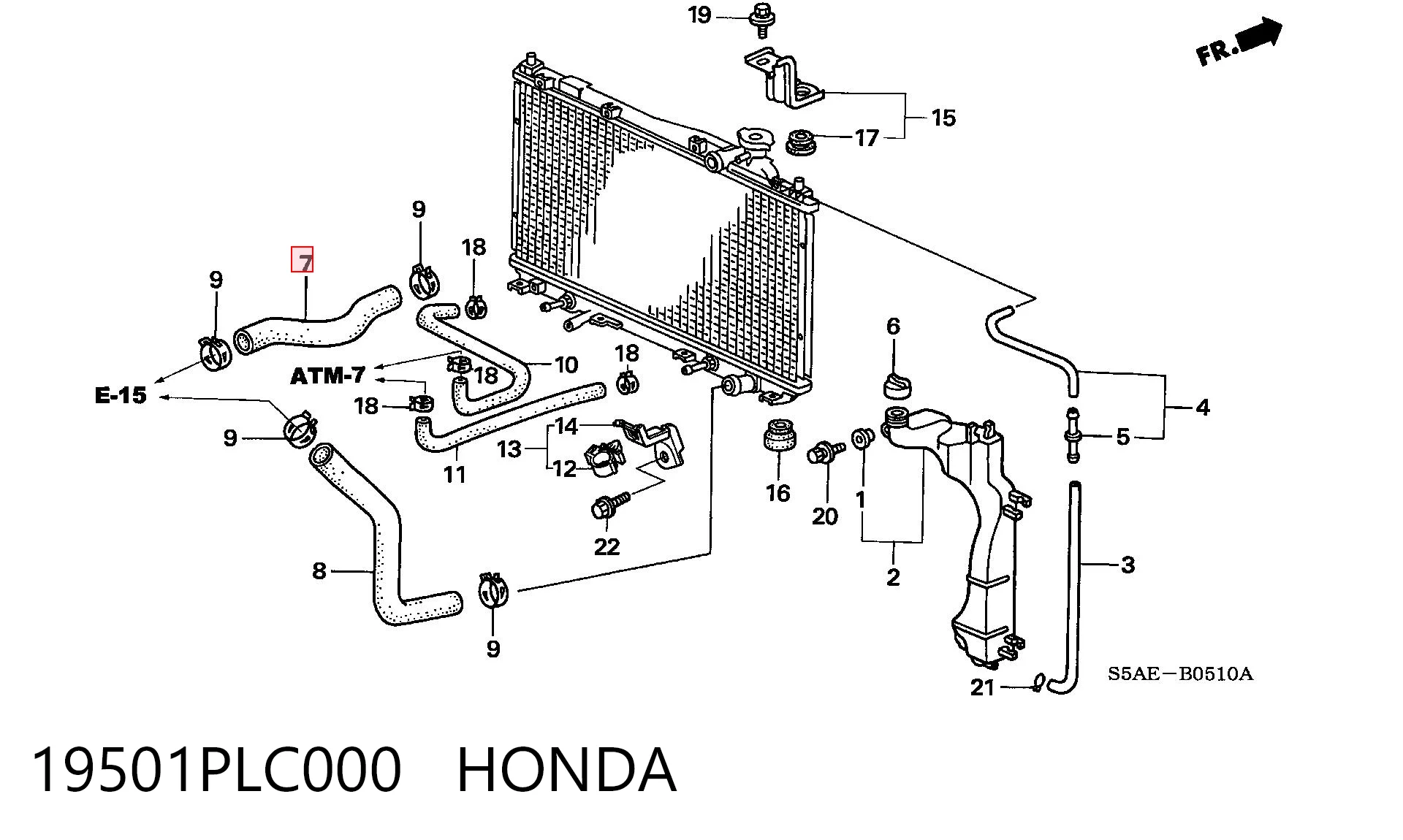 19501PLC000 Honda Mangueira (cano derivado) do radiador de esfriamento superior