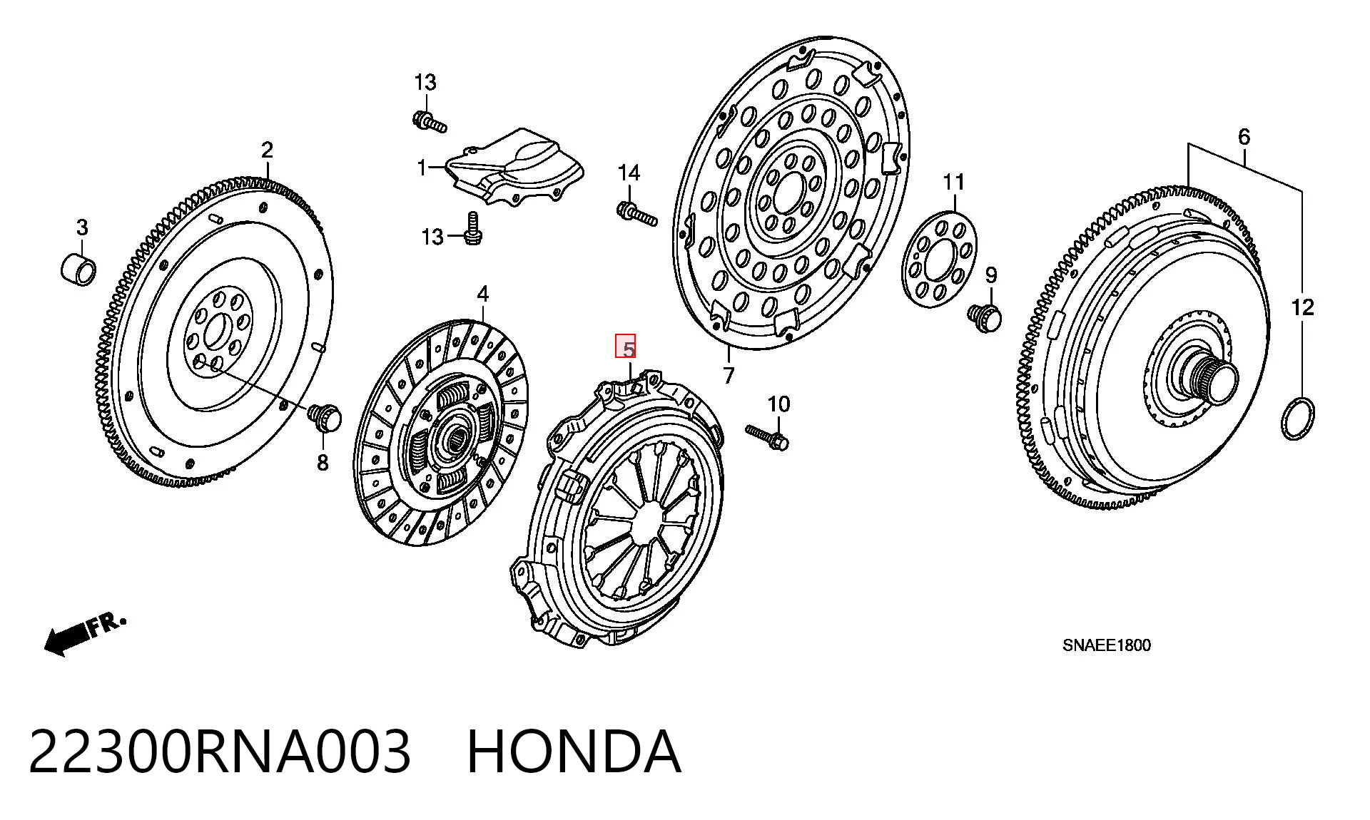 22300RNA003 Honda Cesta de embraiagem