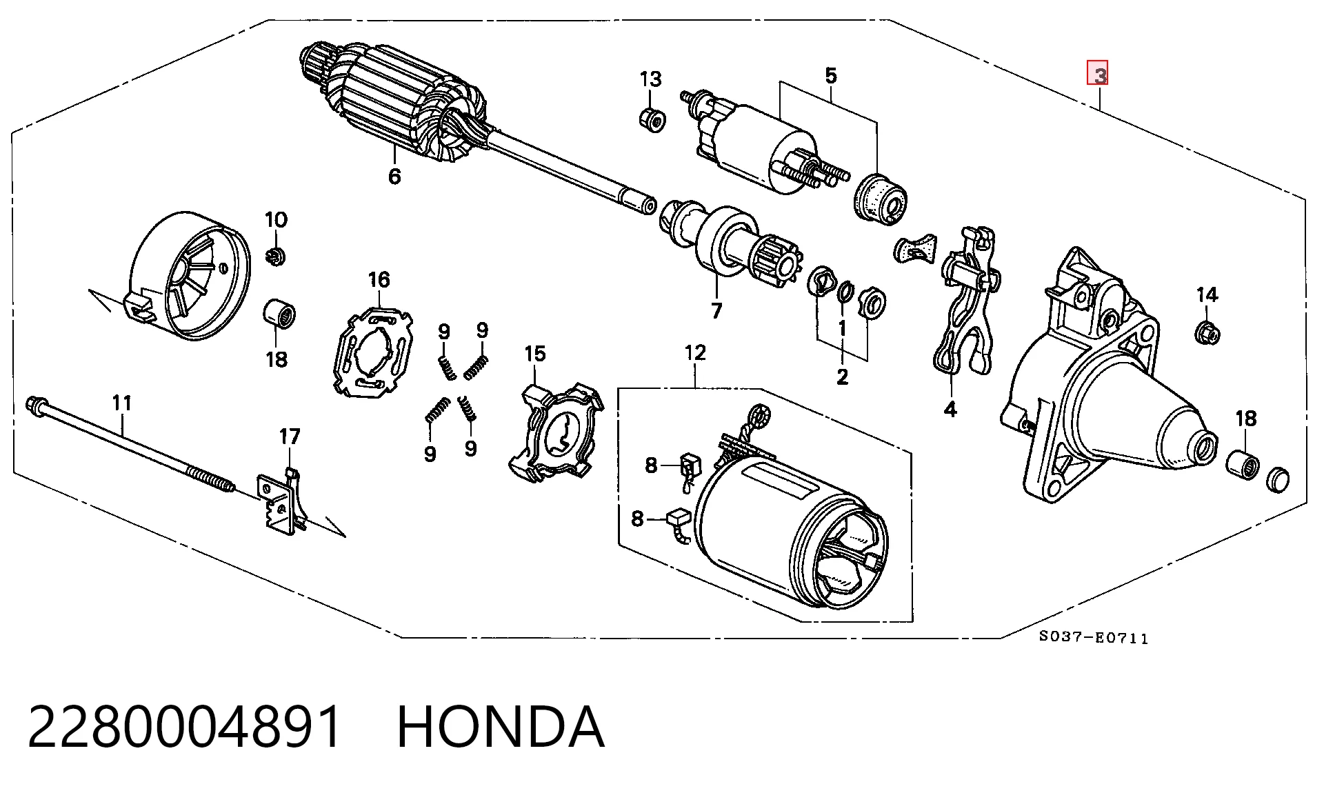2280004891 Honda Motor de arranco
