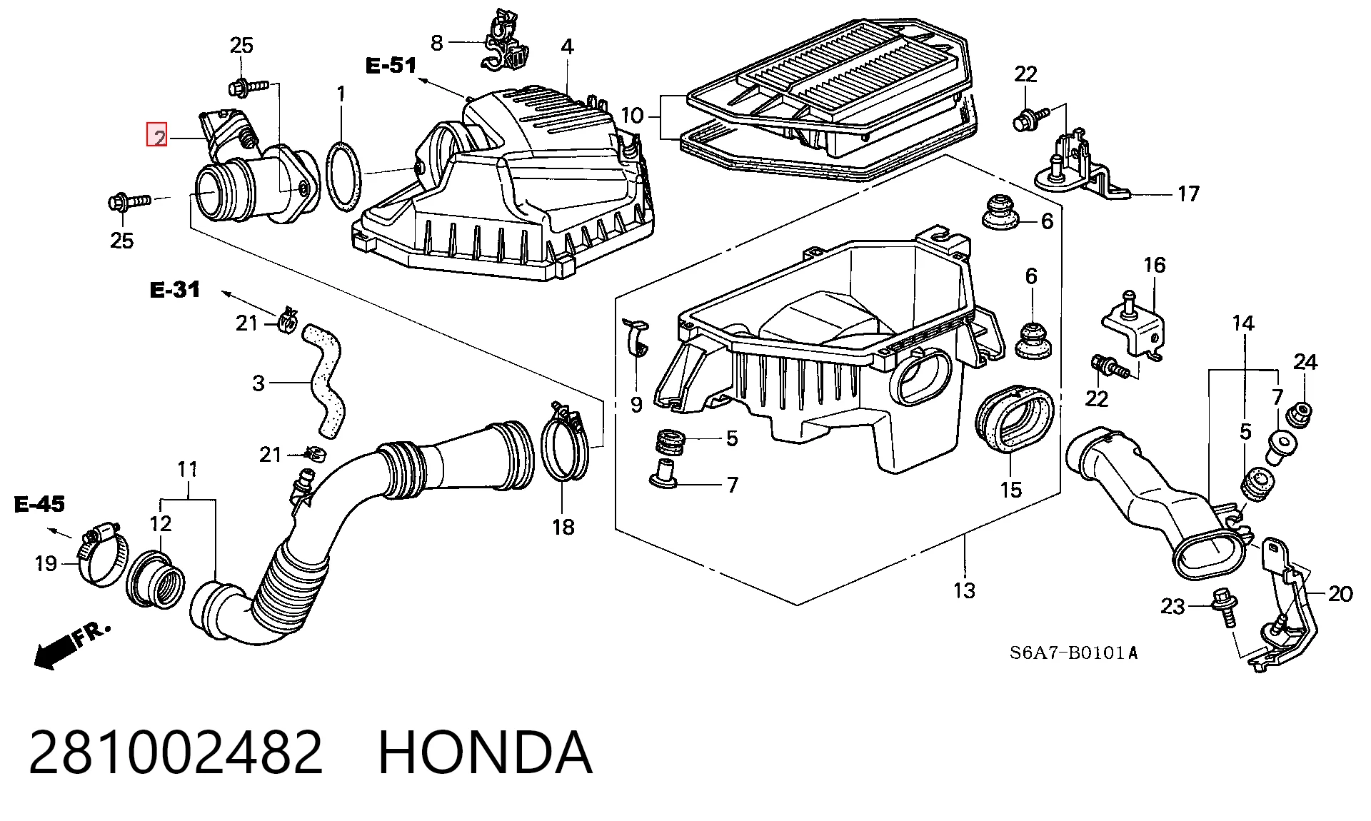 Sensor de fluxo (consumo) de ar, medidor de consumo M.A.F. - (Mass Airflow) Honda Civic VII EU, EP, EV