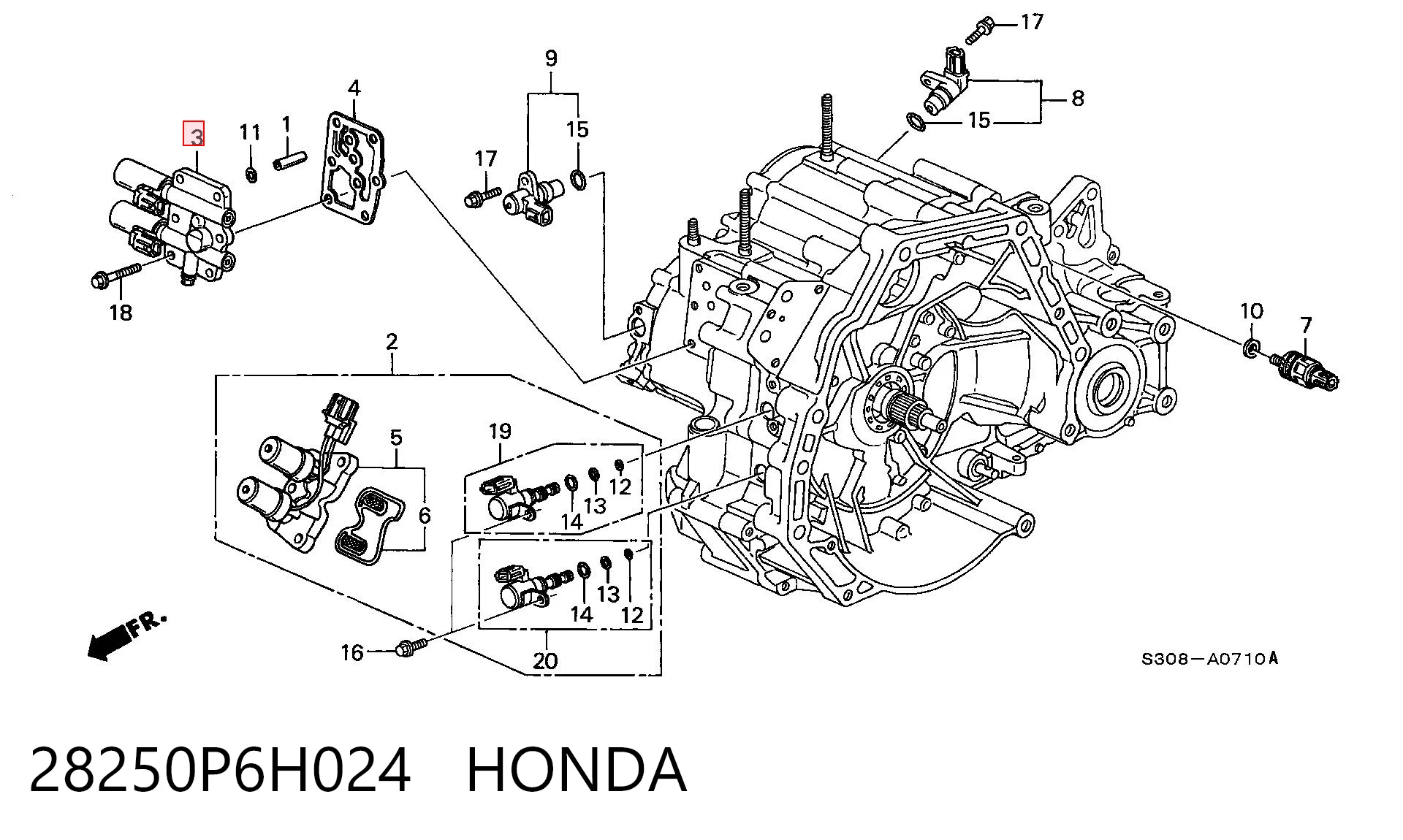 28250P6H024 Honda Solenoide da Caixa Automática de Mudança
