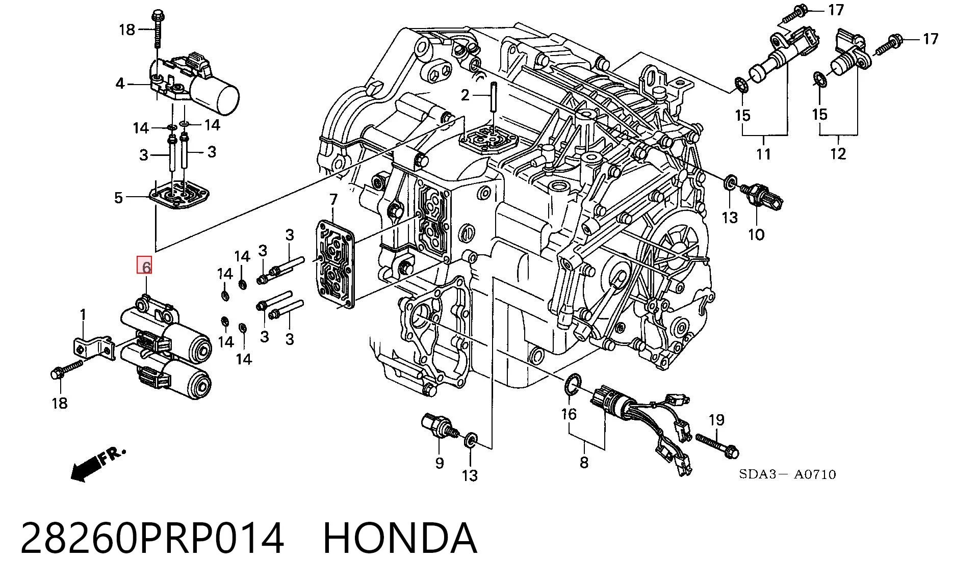 28260PRP014 Honda Solenoide da Caixa Automática de Mudança