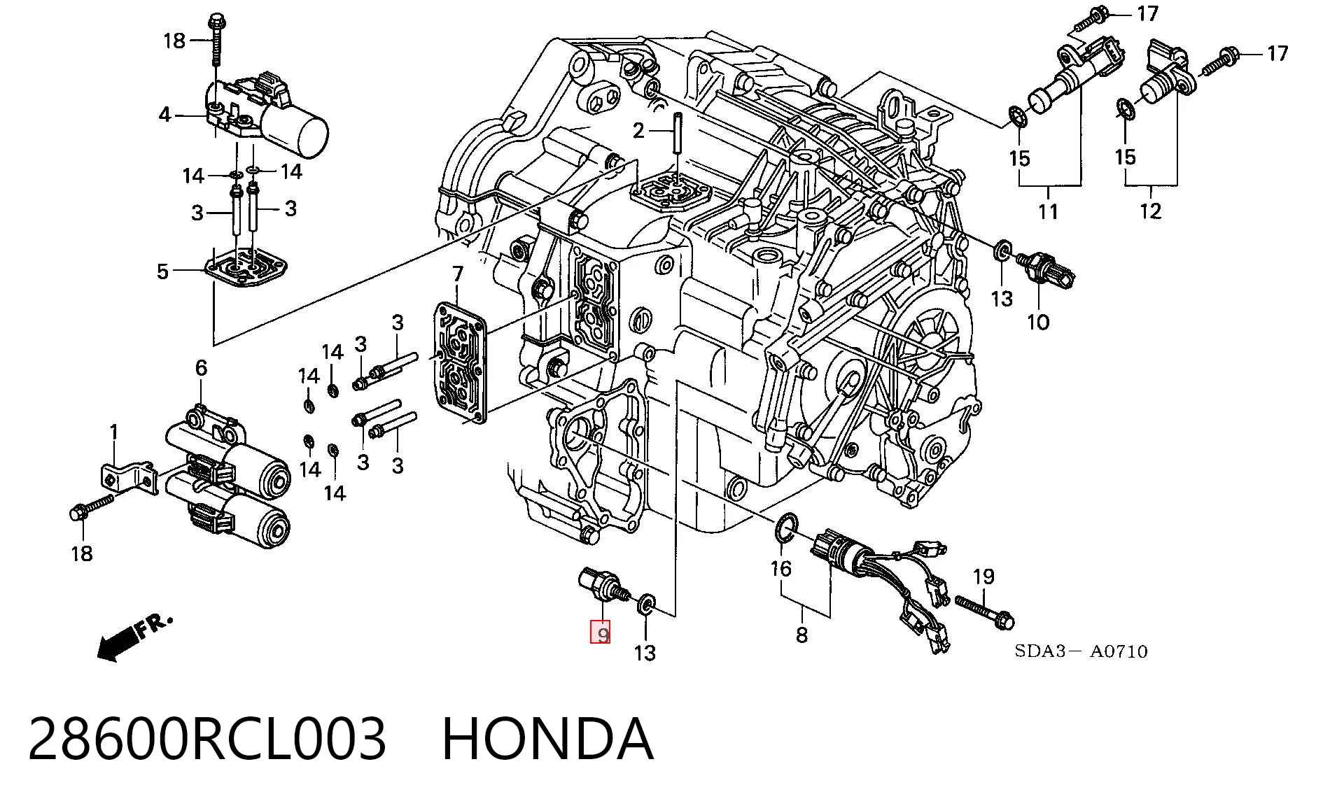 28600RCL003 Honda Sensor de pressão de óleo da Caixa de Mudança