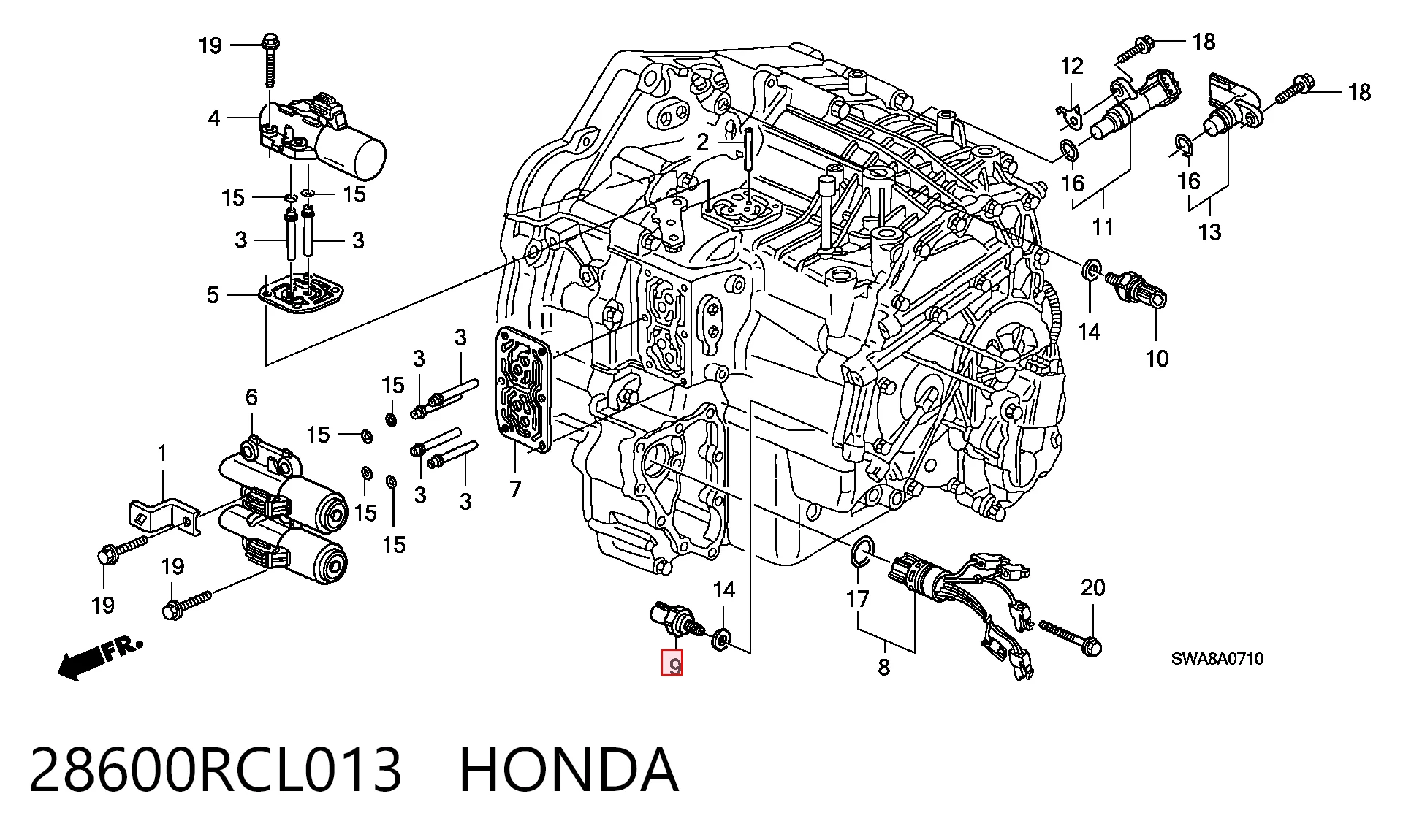 28600RCL013 Honda Sensor de pressão de óleo da Caixa de Mudança