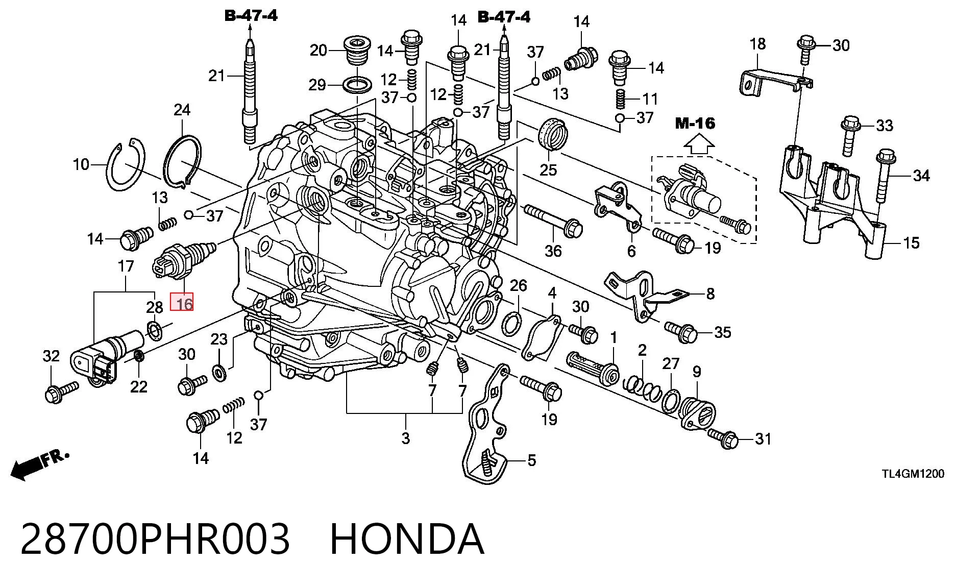 28700PHR003 Honda Sensor de ativação das luzes de marcha à ré