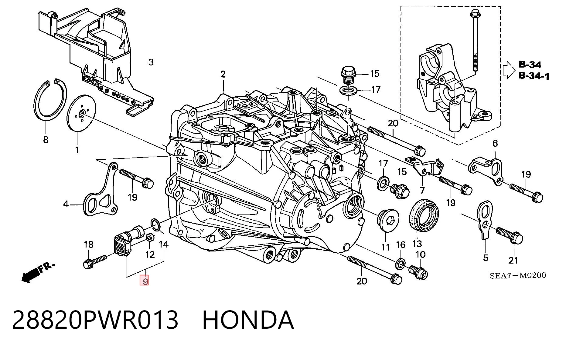 28820PWR013 Honda Sensor de velocidade
