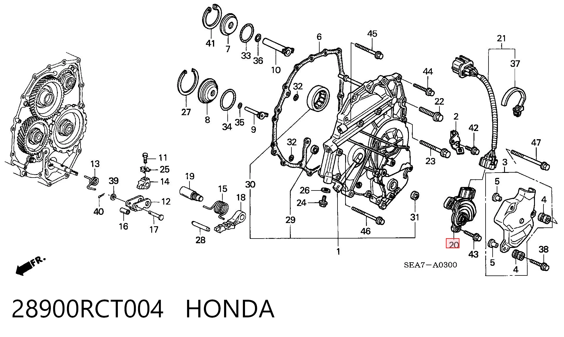 Atuador (acionador) de seleção de velocidades para Honda Accord VII CL, CM
