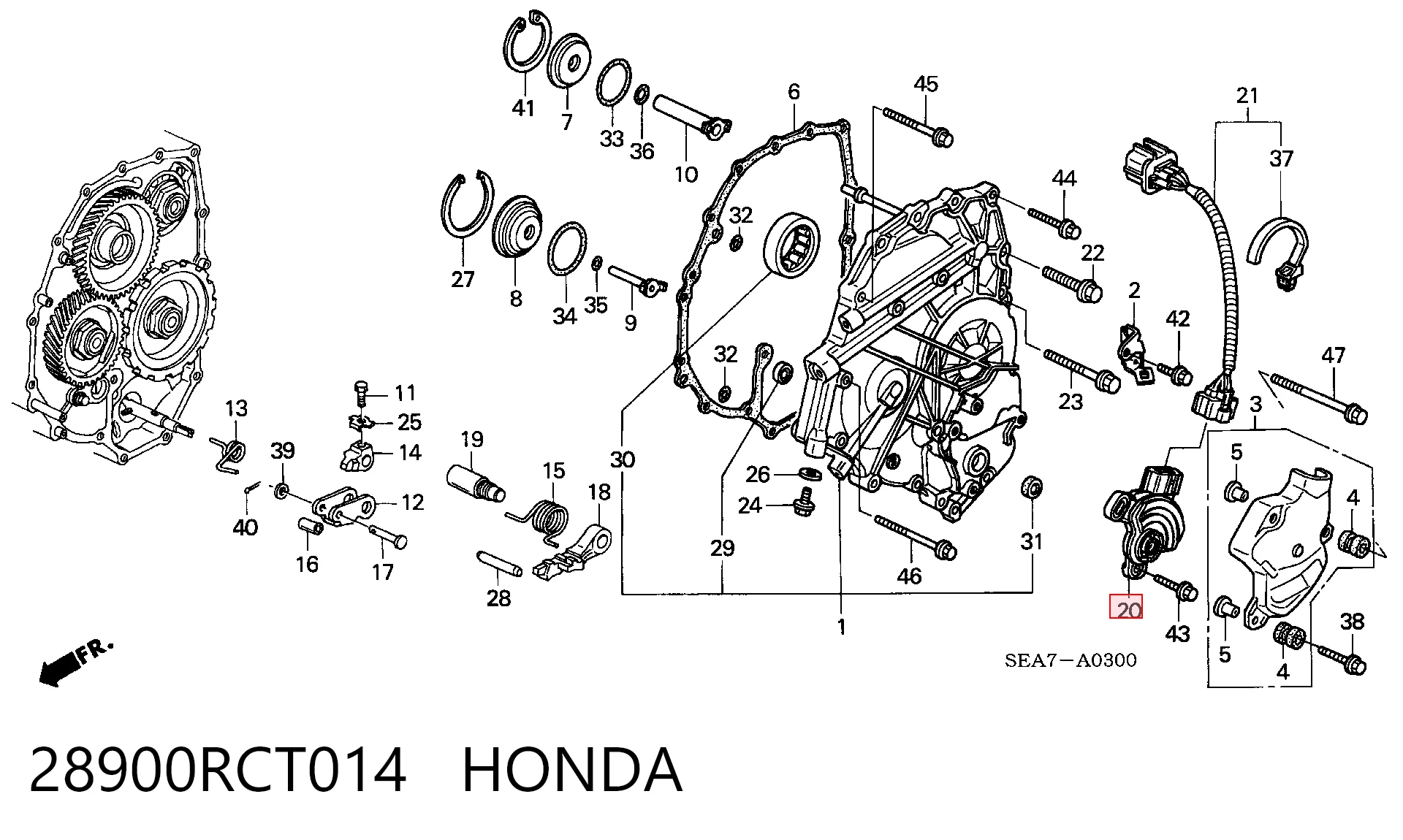  Atuador (acionador) de seleção de velocidades Honda Accord VII sedan (CL, CM) (2003 - 2008) VII