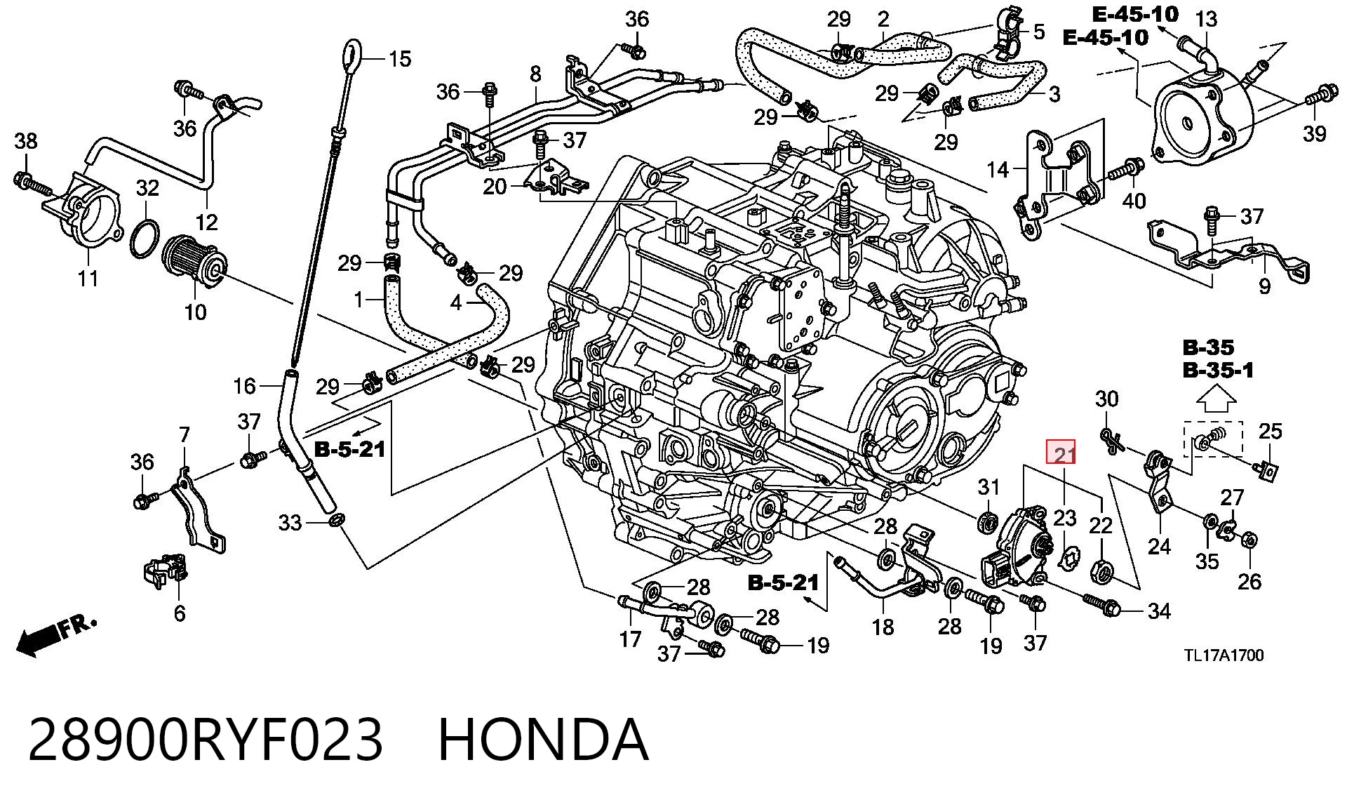 28900RYF023 Honda Sensor de posição de seletor da Caixa Automática de Mudança