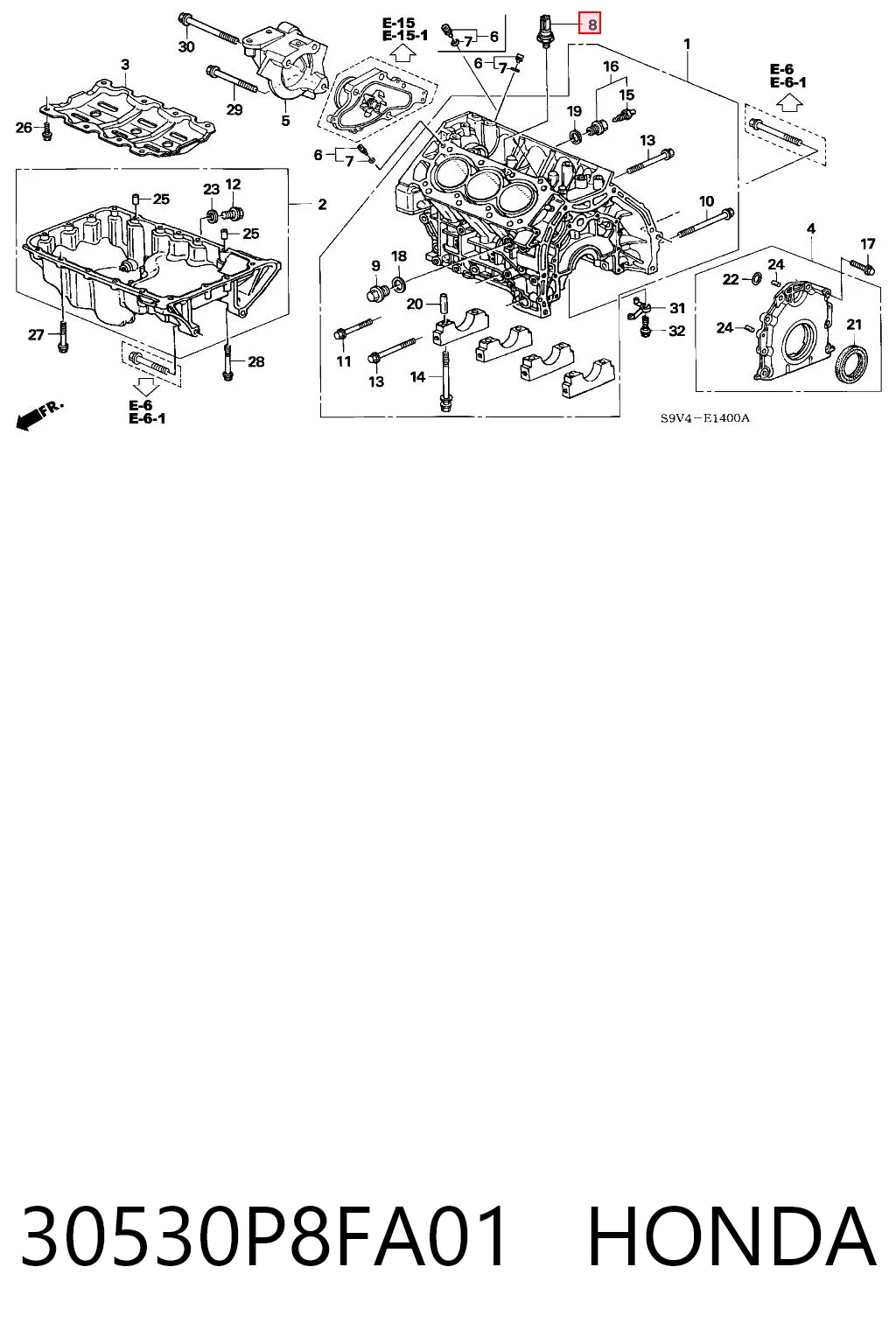 30530P8FA01 Honda Sensor de detonação