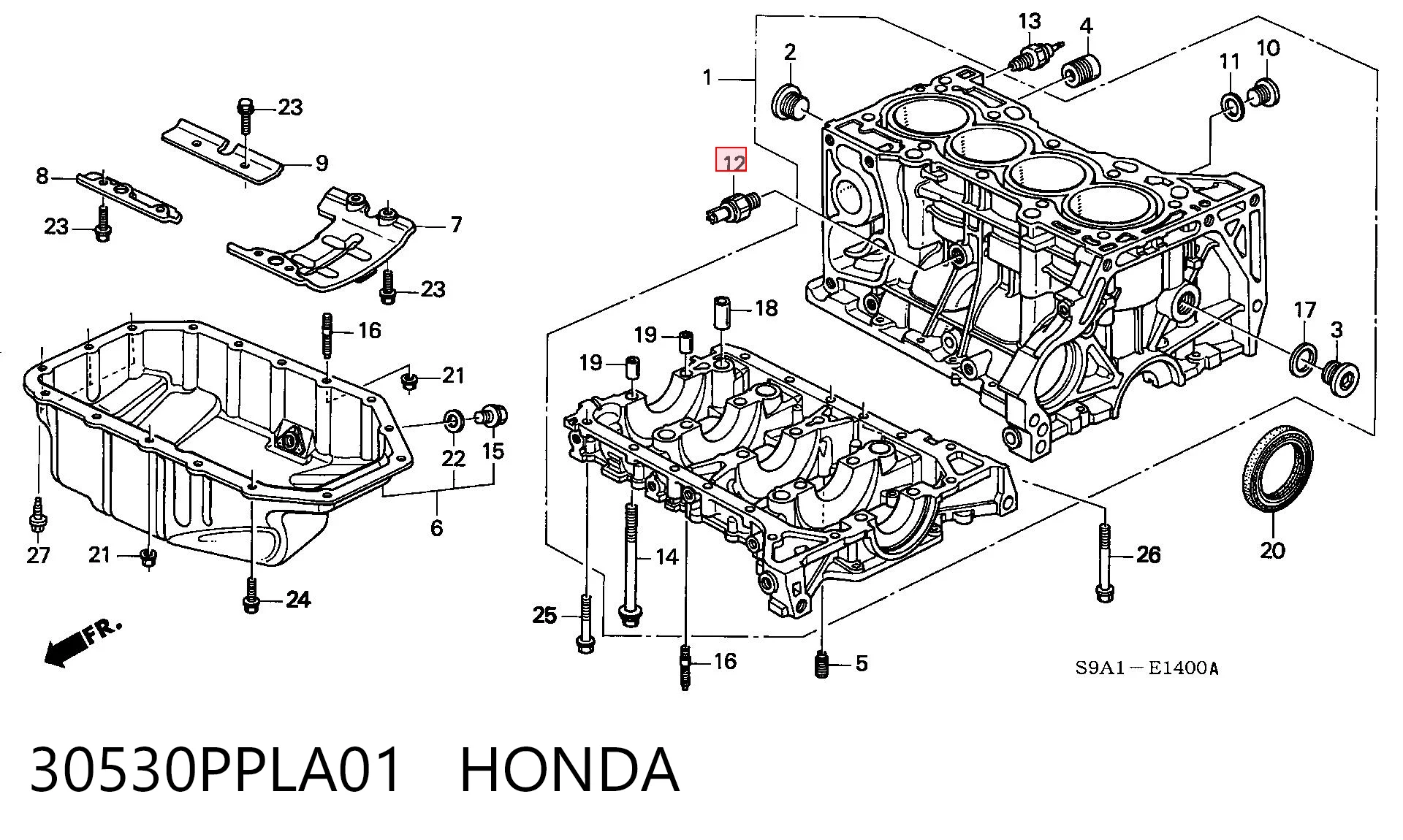 30530PPLA01 Honda Sensor de detonação