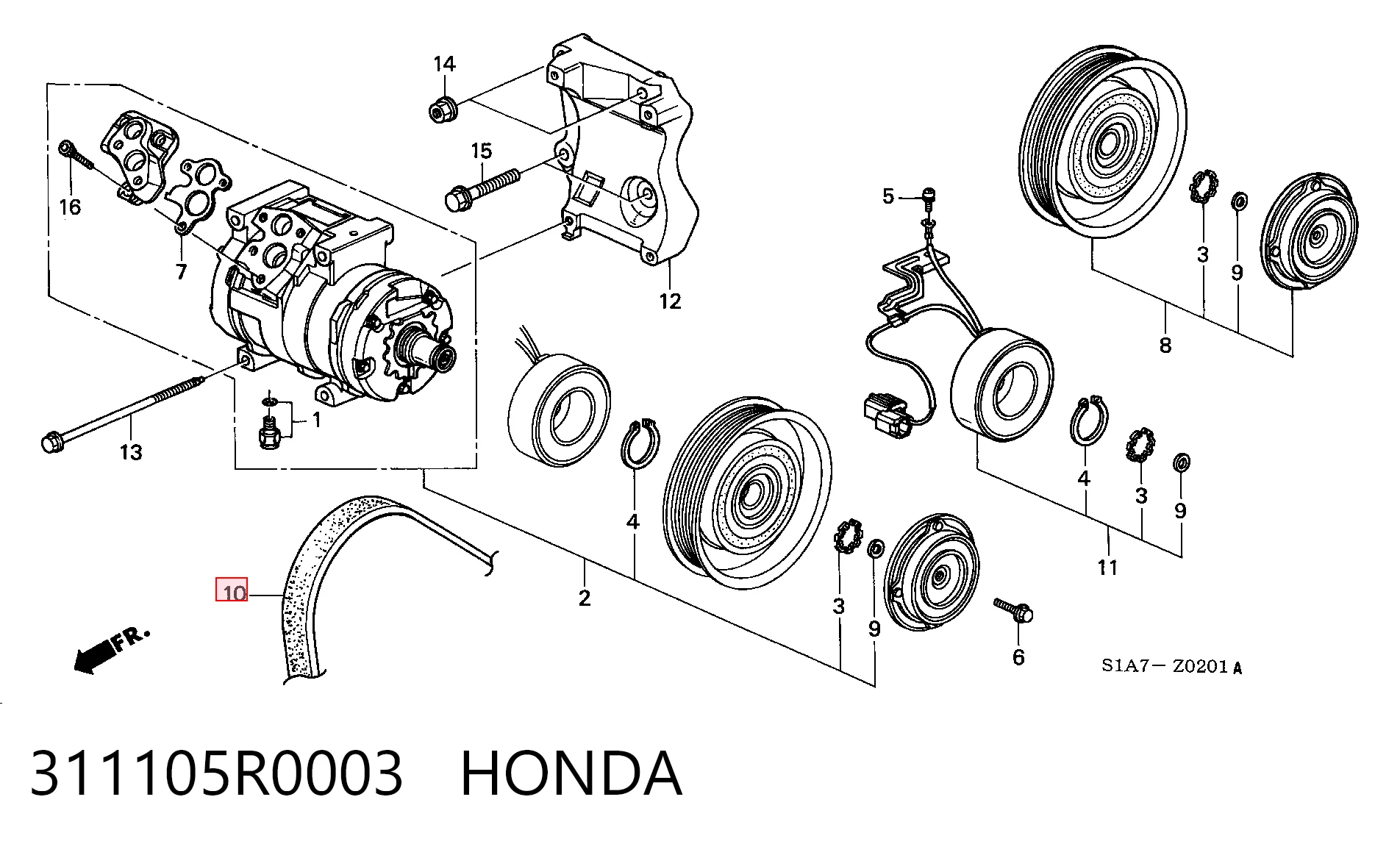 311105R0003 Honda Correia dos conjuntos de transmissão