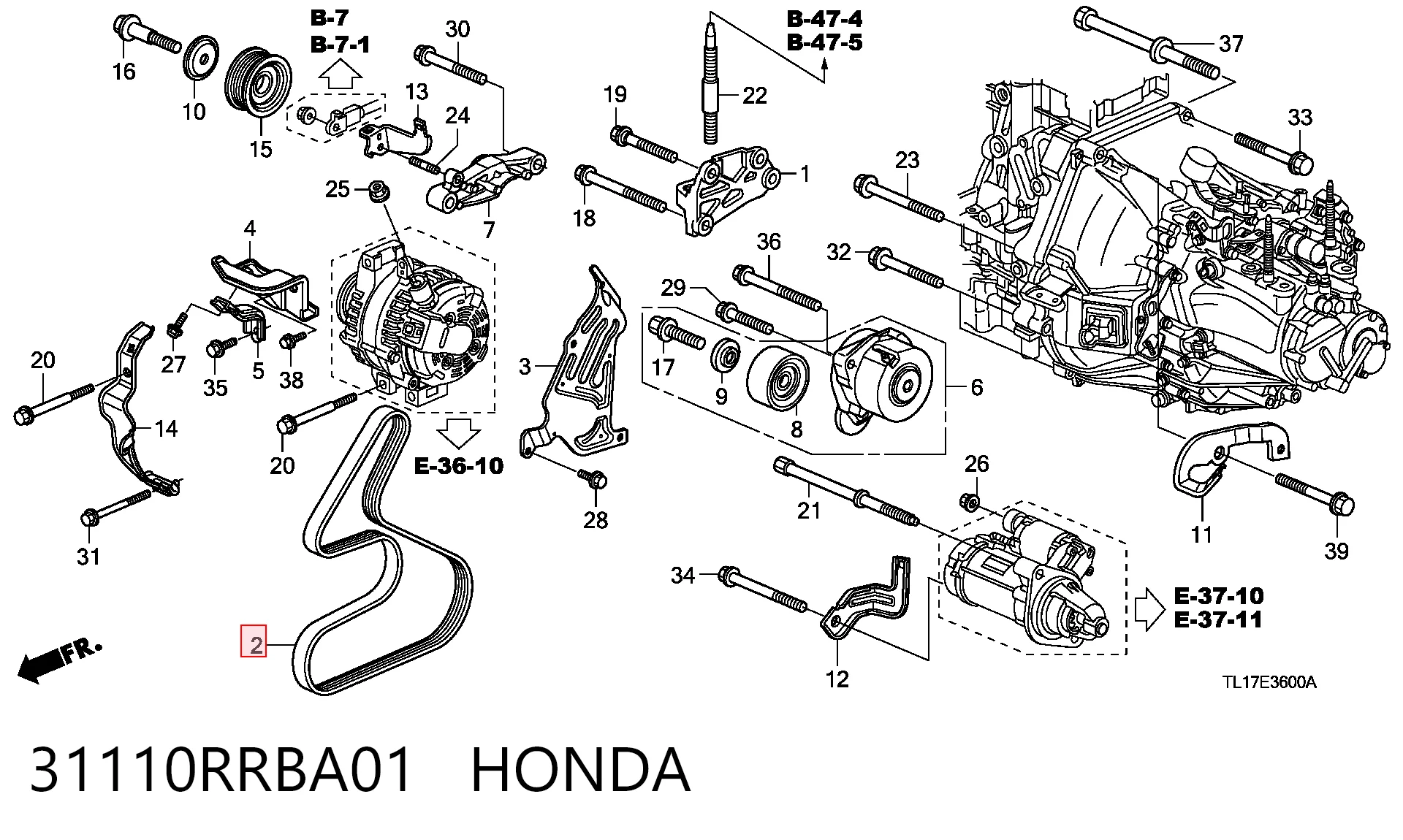 31110RRBA01 Honda Correia dos conjuntos de transmissão