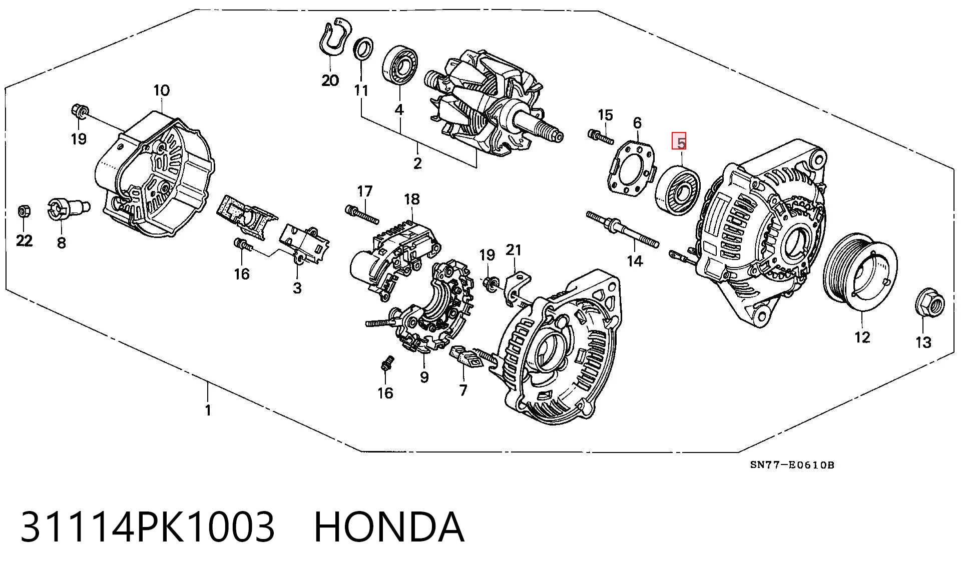 Rolamento do gerador para Honda Civic VI MB, MC