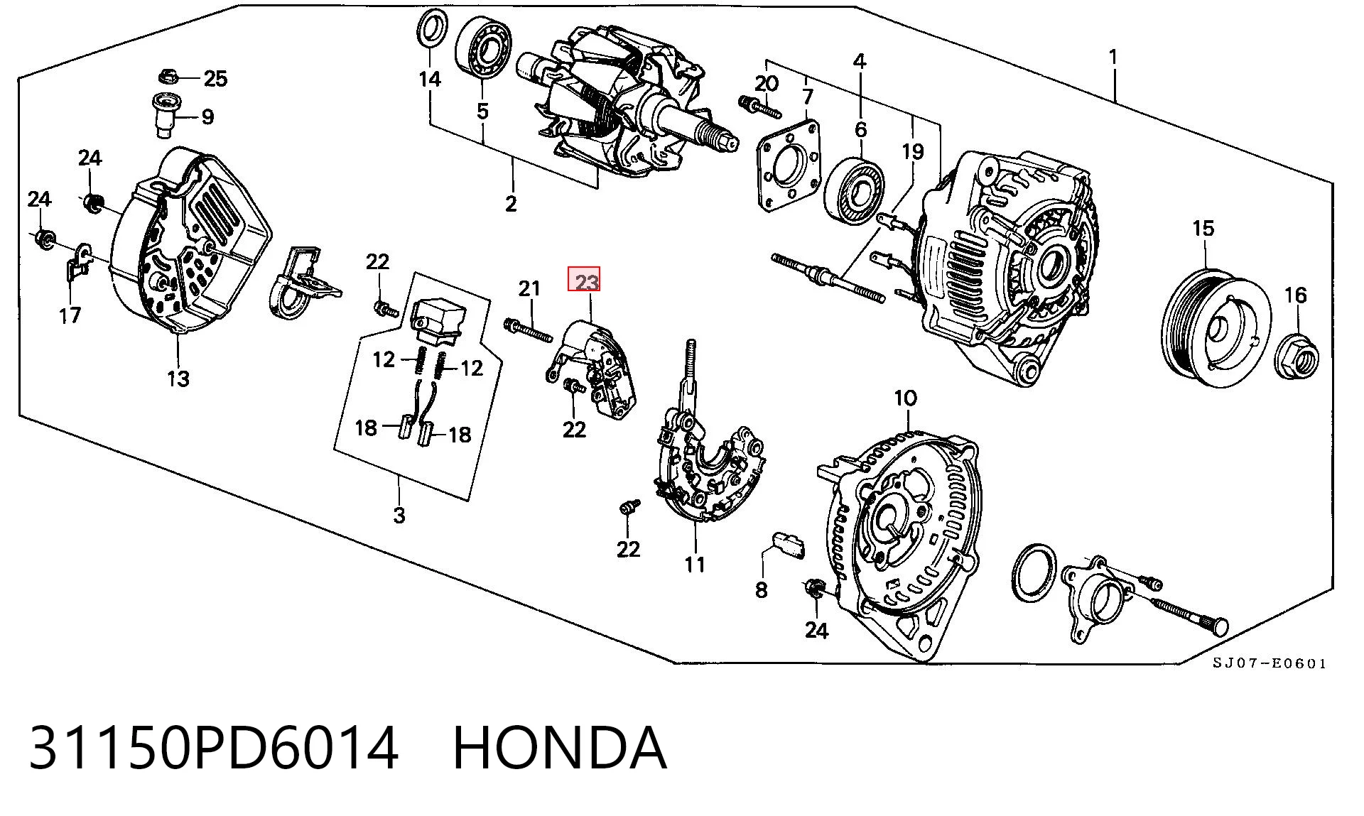 Relê-regulador do gerador (relê de carregamento) para Honda Accord V CE, CF