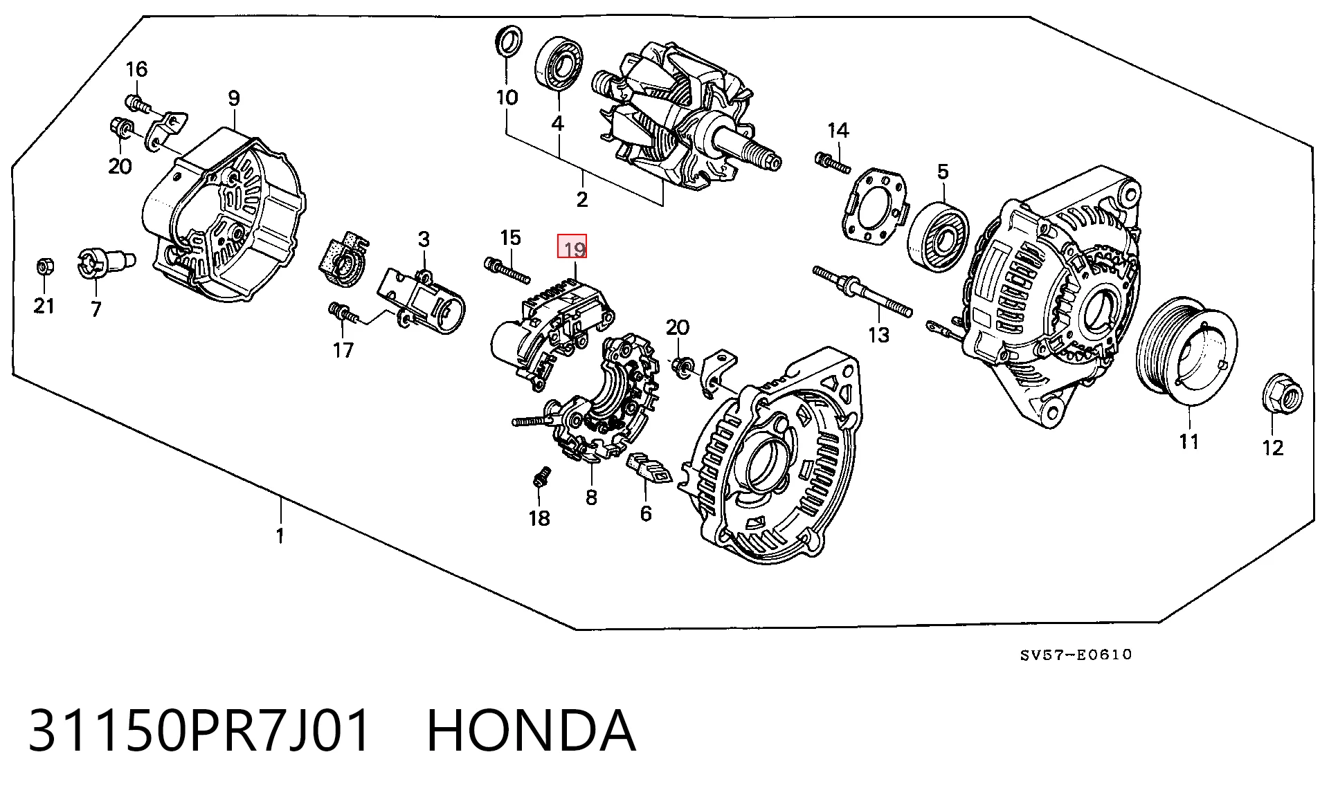  Relê-regulador do gerador (relê de carregamento) Honda Accord V sedan (CE, CF) (1996 - 1998) V