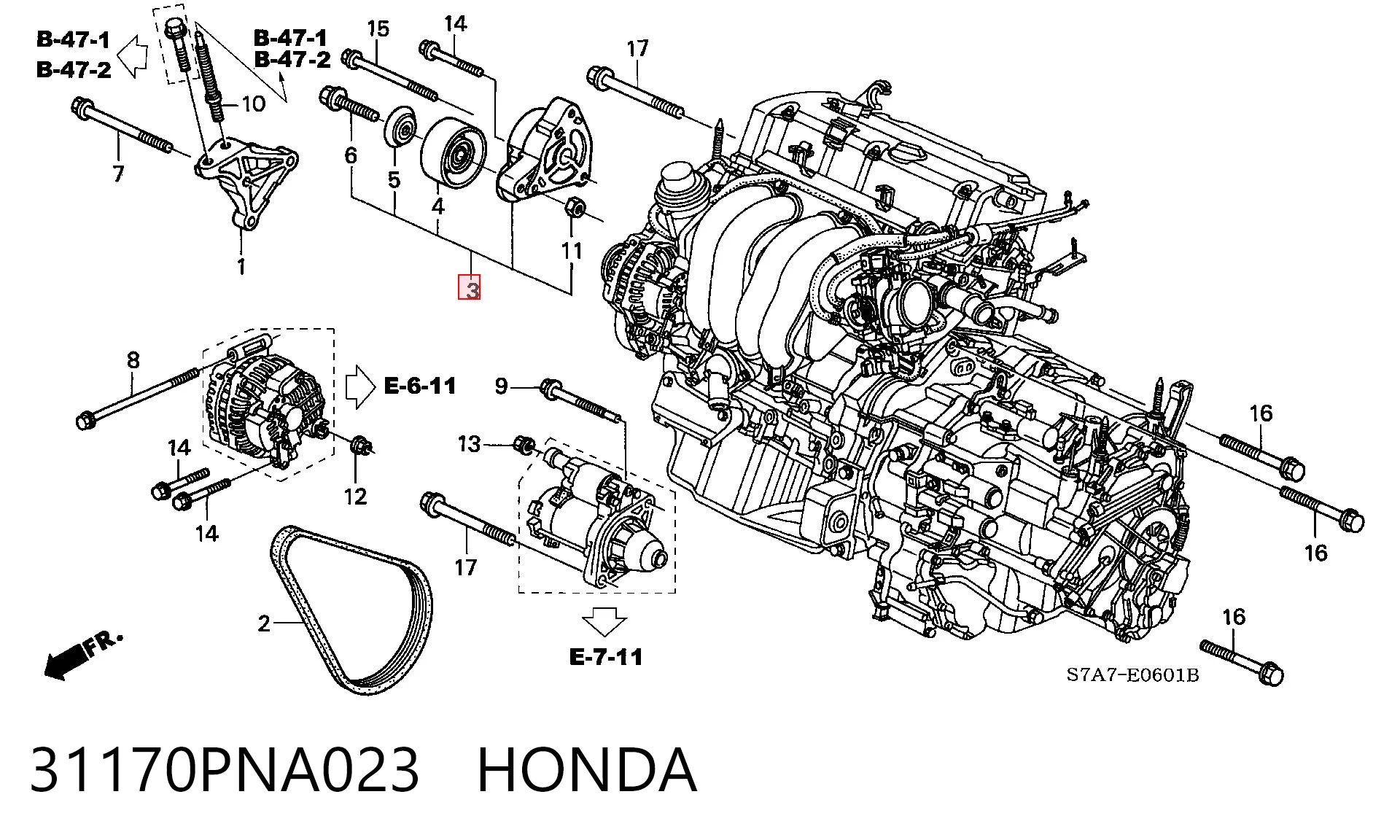 31170PNA023 Honda Reguladora de tensão da correia de transmissão